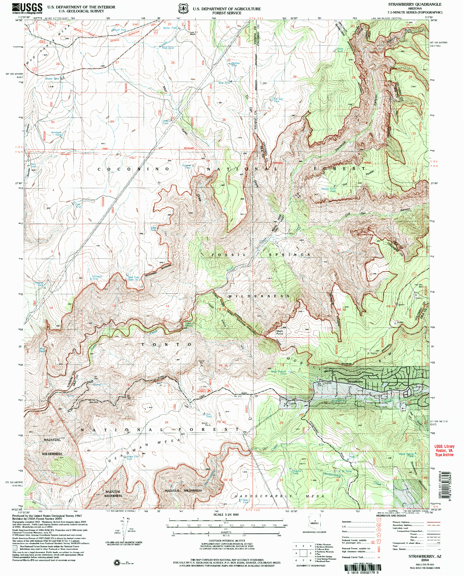 USGS 1:24000-SCALE QUADRANGLE FOR STRAWBERRY, AZ 2004