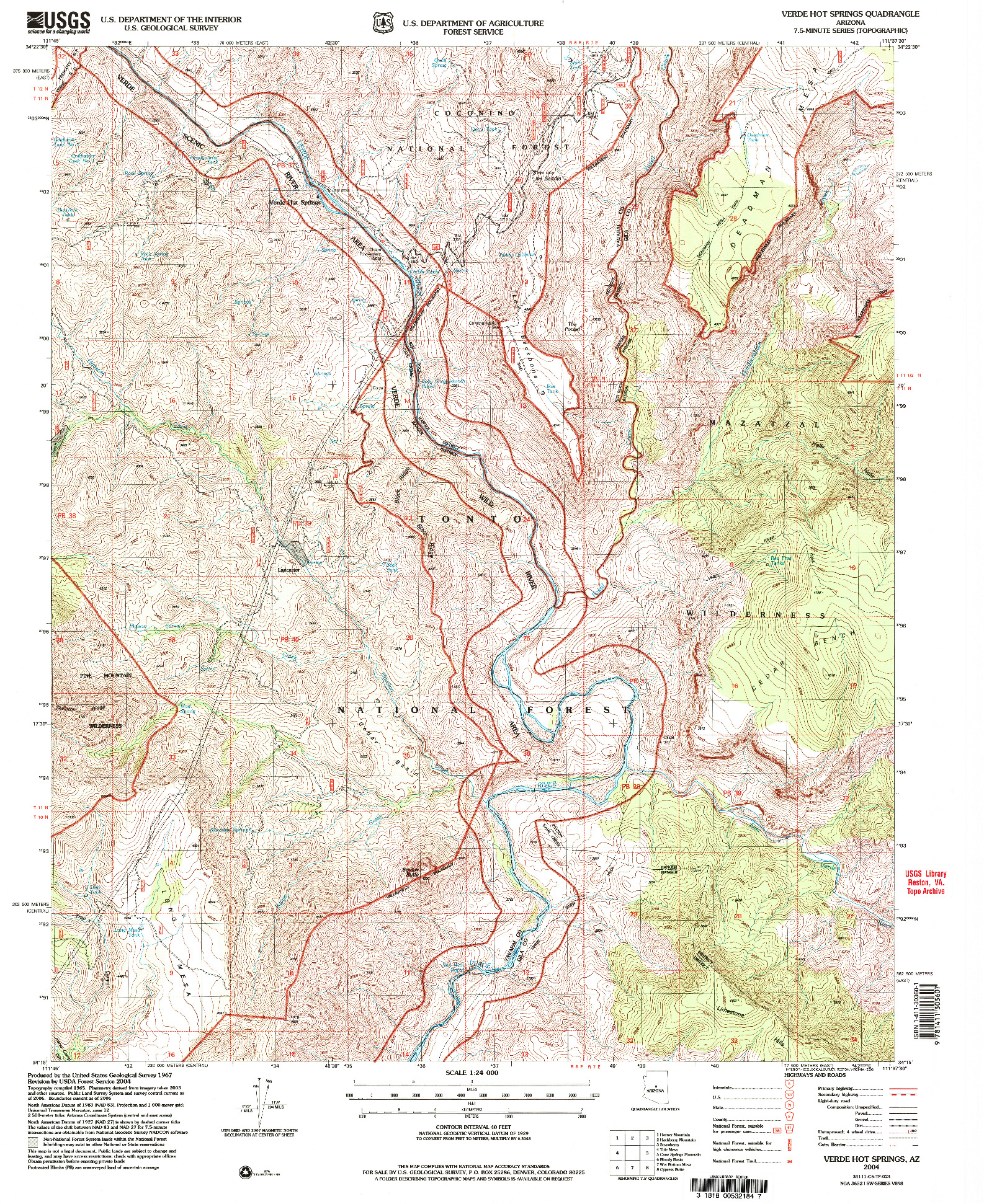 USGS 1:24000-SCALE QUADRANGLE FOR VERDE HOT SPRINGS, AZ 2004