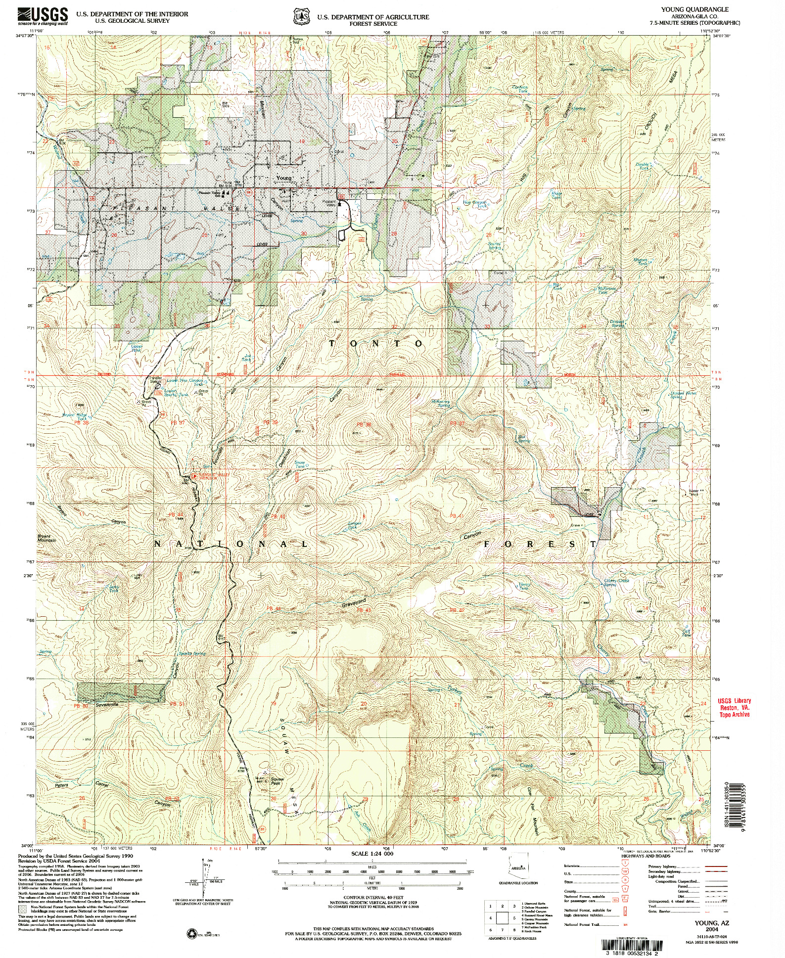 USGS 1:24000-SCALE QUADRANGLE FOR YOUNG, AZ 2004