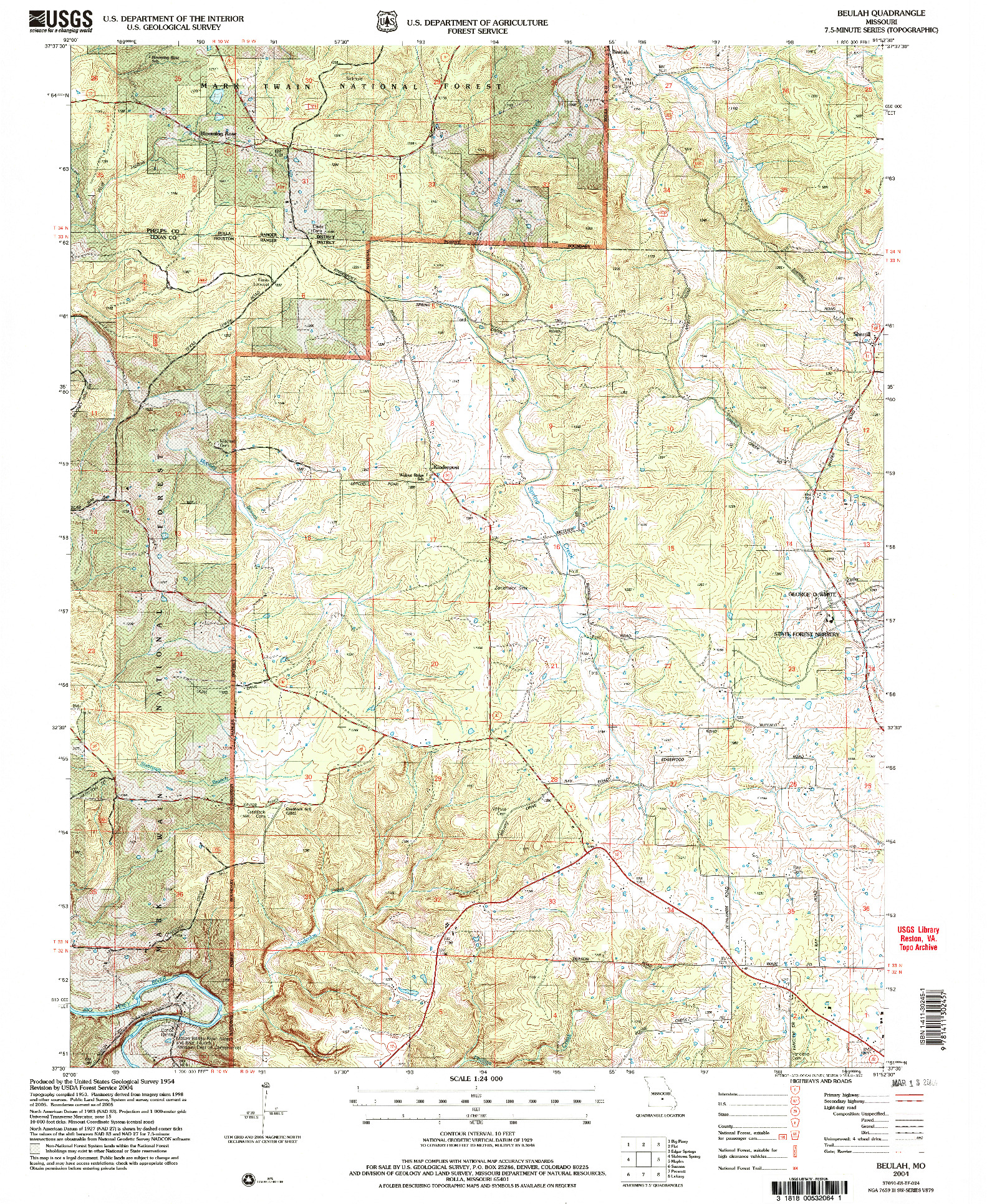 USGS 1:24000-SCALE QUADRANGLE FOR BEULAH, MO 2004