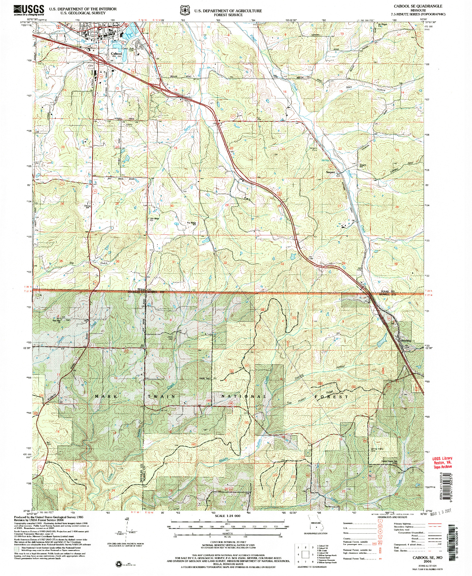 USGS 1:24000-SCALE QUADRANGLE FOR CABOOL SE, MO 2004