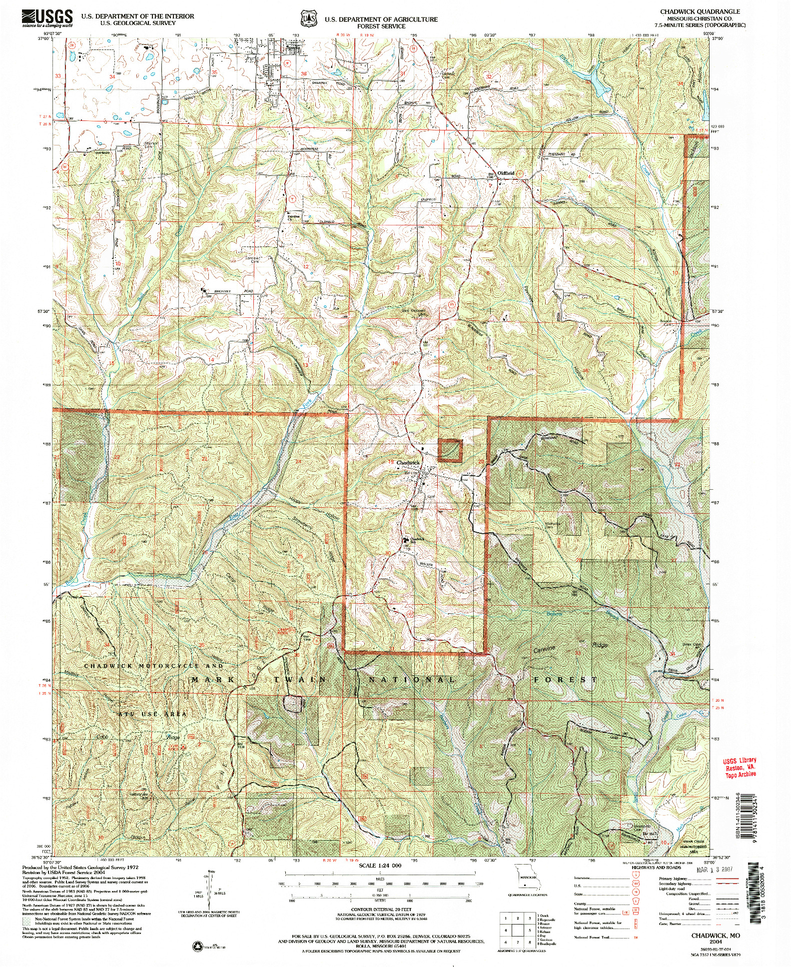 USGS 1:24000-SCALE QUADRANGLE FOR CHADWICK, MO 2004