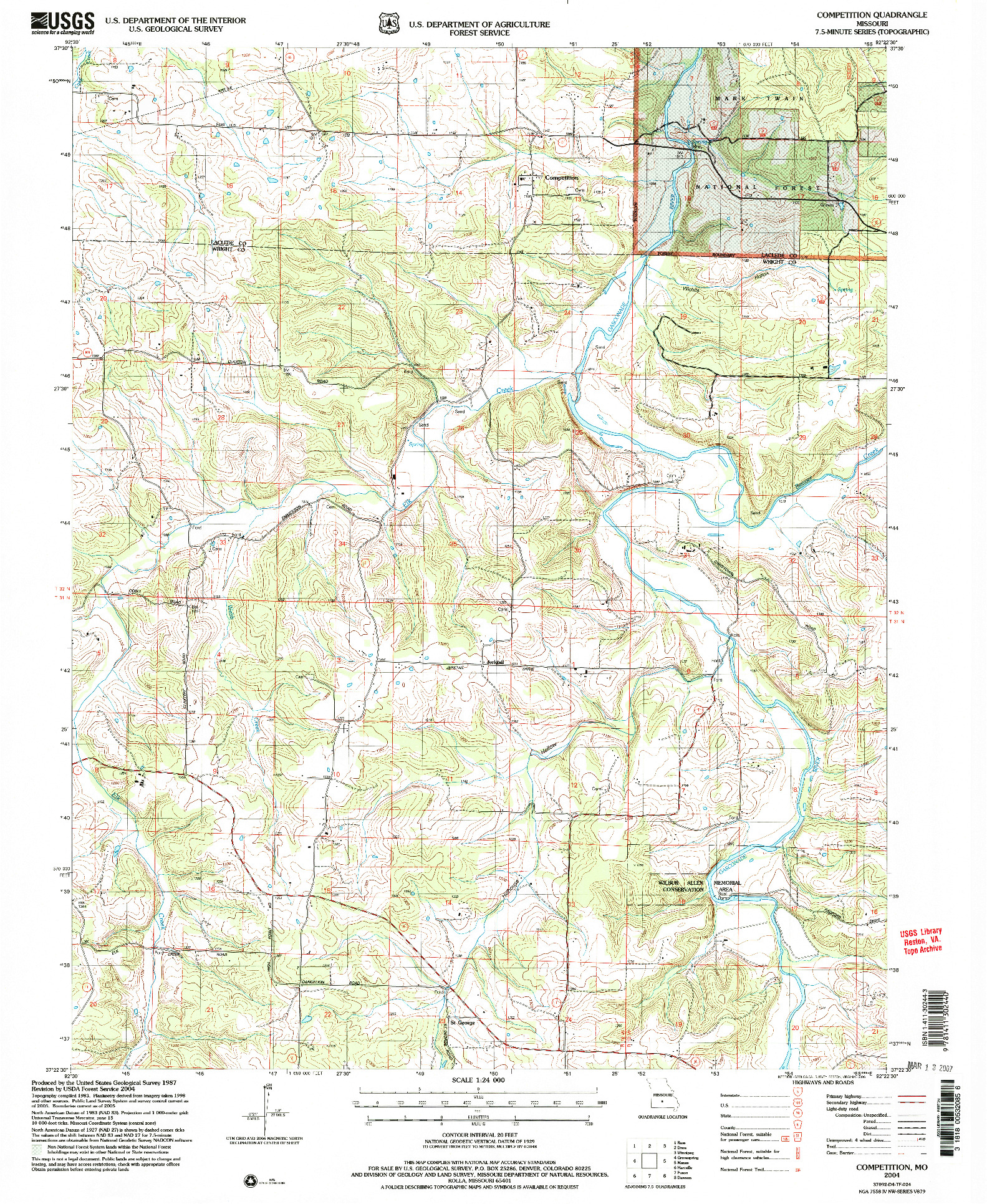 USGS 1:24000-SCALE QUADRANGLE FOR COMPETITION, MO 2004