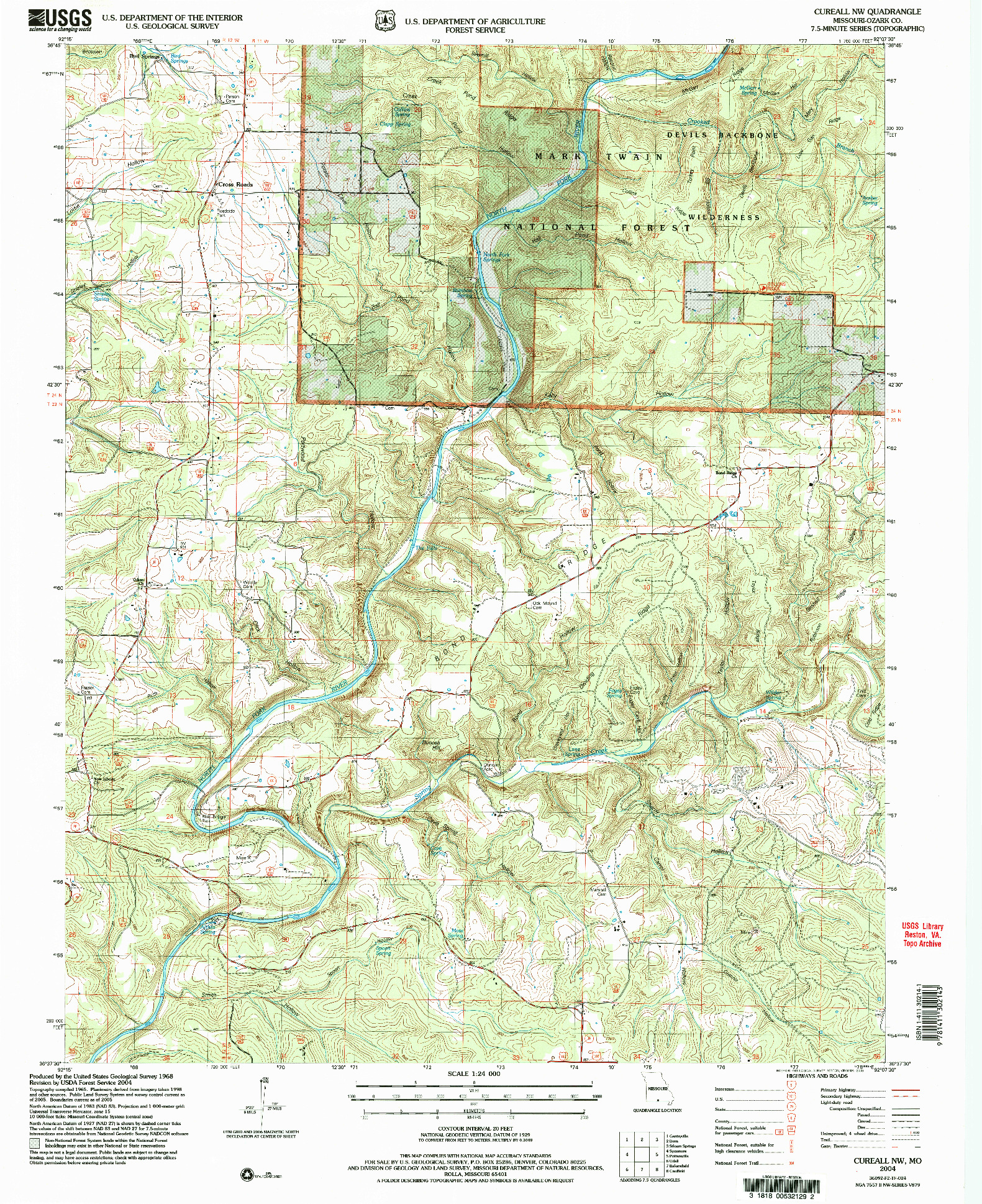 USGS 1:24000-SCALE QUADRANGLE FOR CUREALL NW, MO 2004