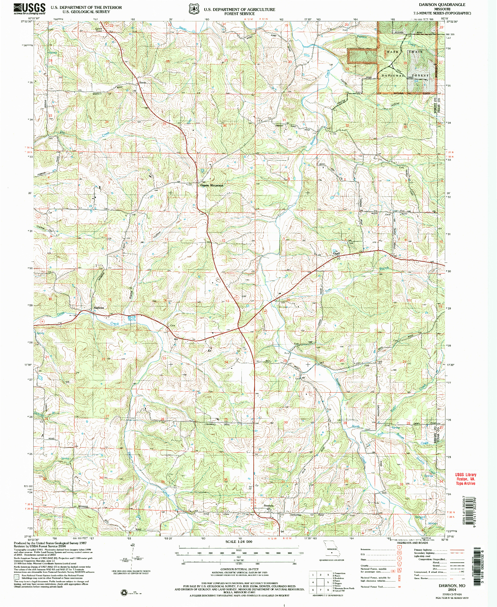 USGS 1:24000-SCALE QUADRANGLE FOR DAWSON, MO 2004