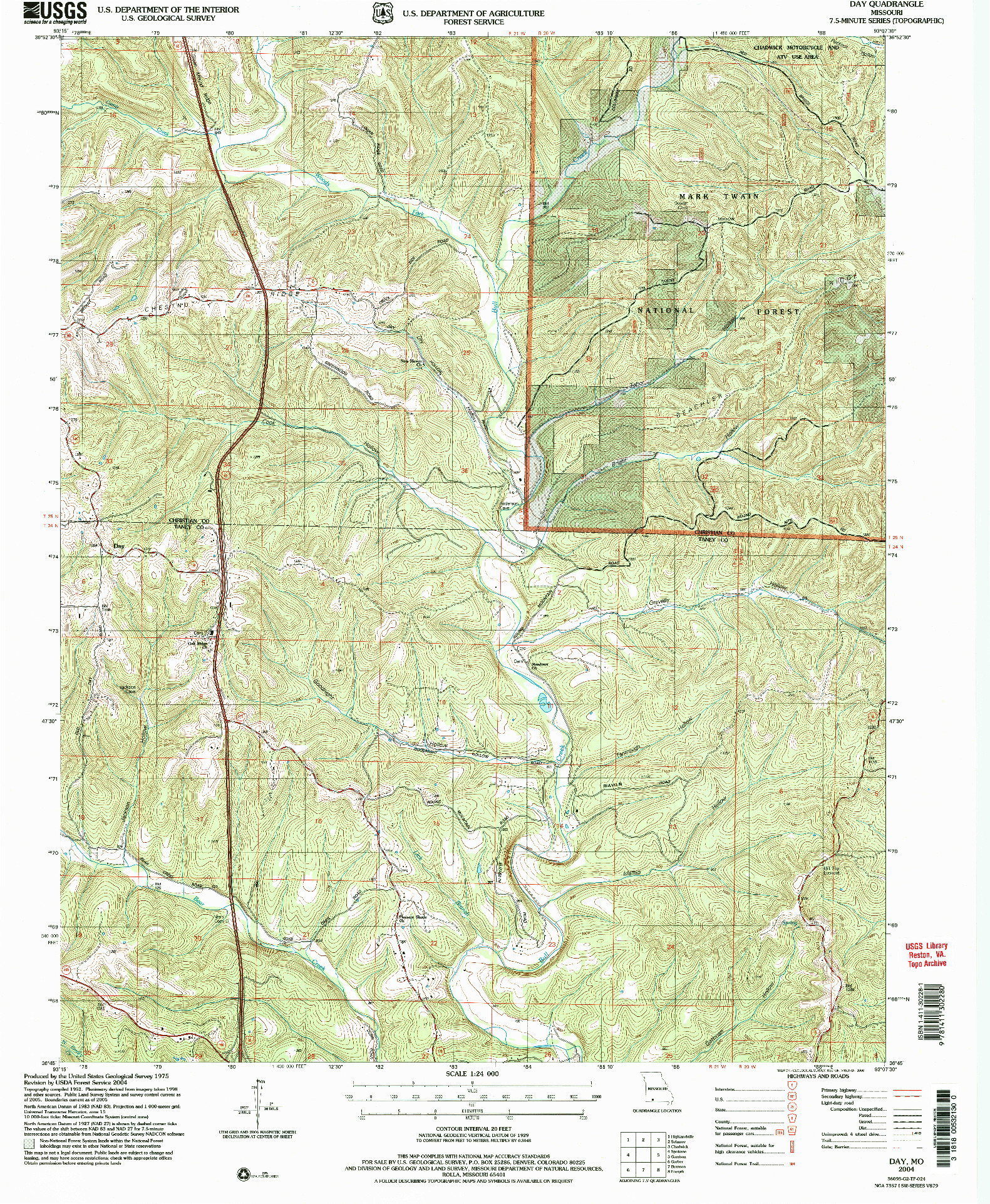 USGS 1:24000-SCALE QUADRANGLE FOR DAY, MO 2004