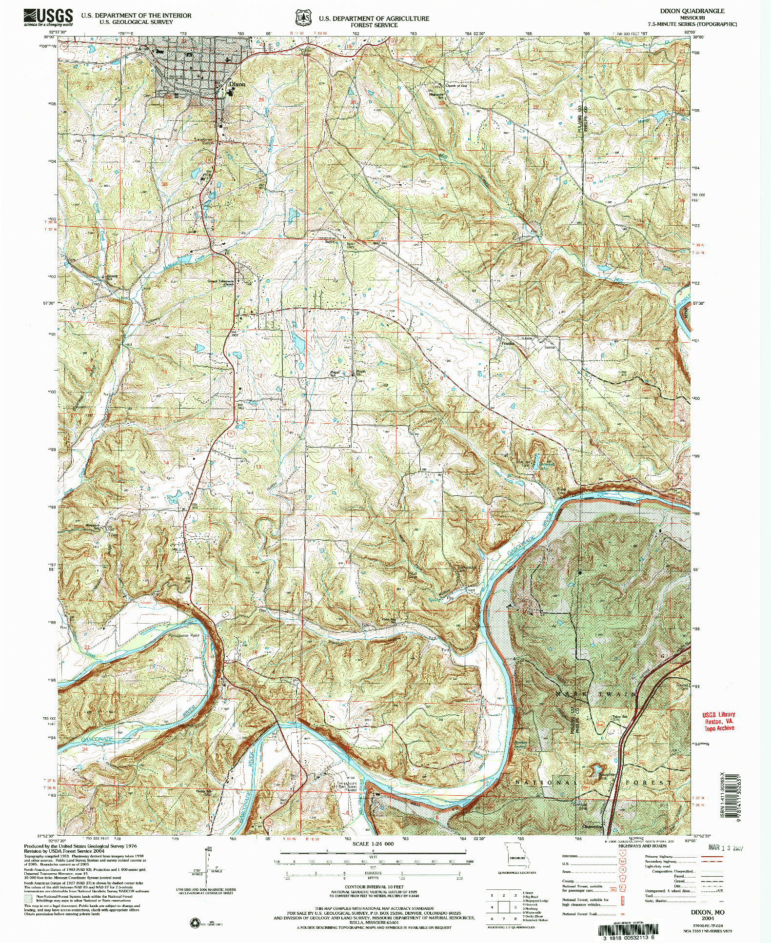USGS 1:24000-SCALE QUADRANGLE FOR DIXON, MO 2004