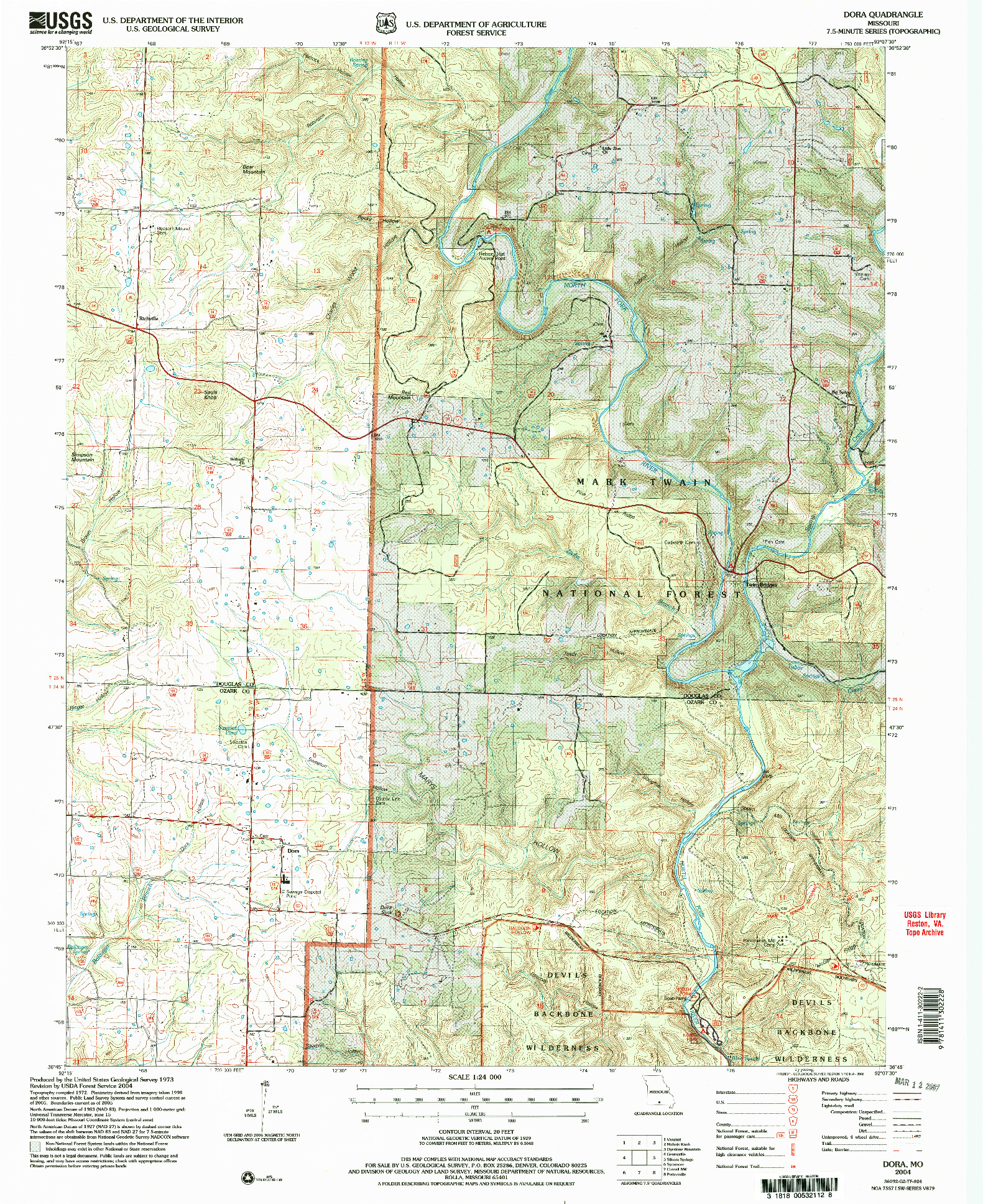 USGS 1:24000-SCALE QUADRANGLE FOR DORA, MO 2004