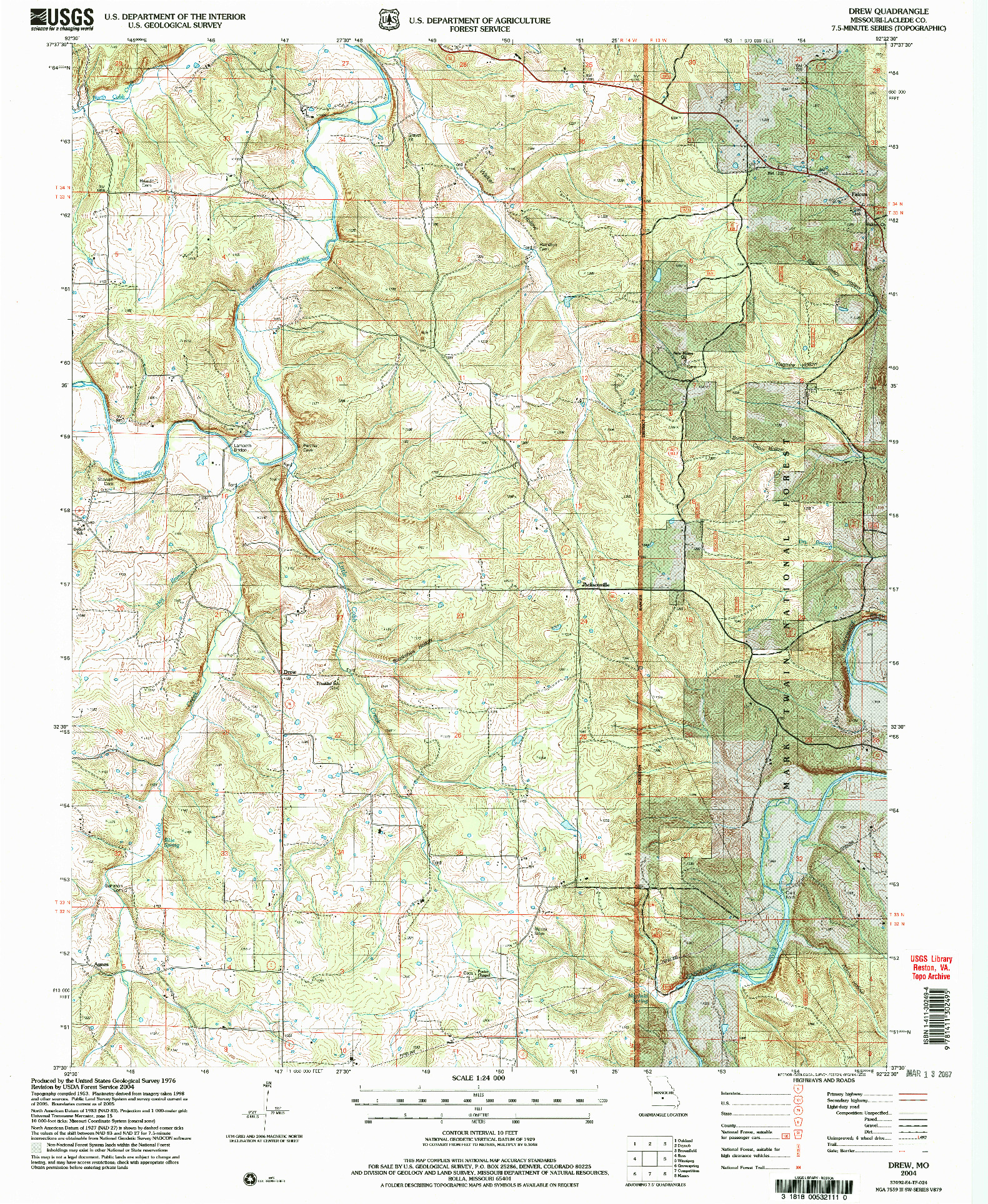 USGS 1:24000-SCALE QUADRANGLE FOR DREW, MO 2004