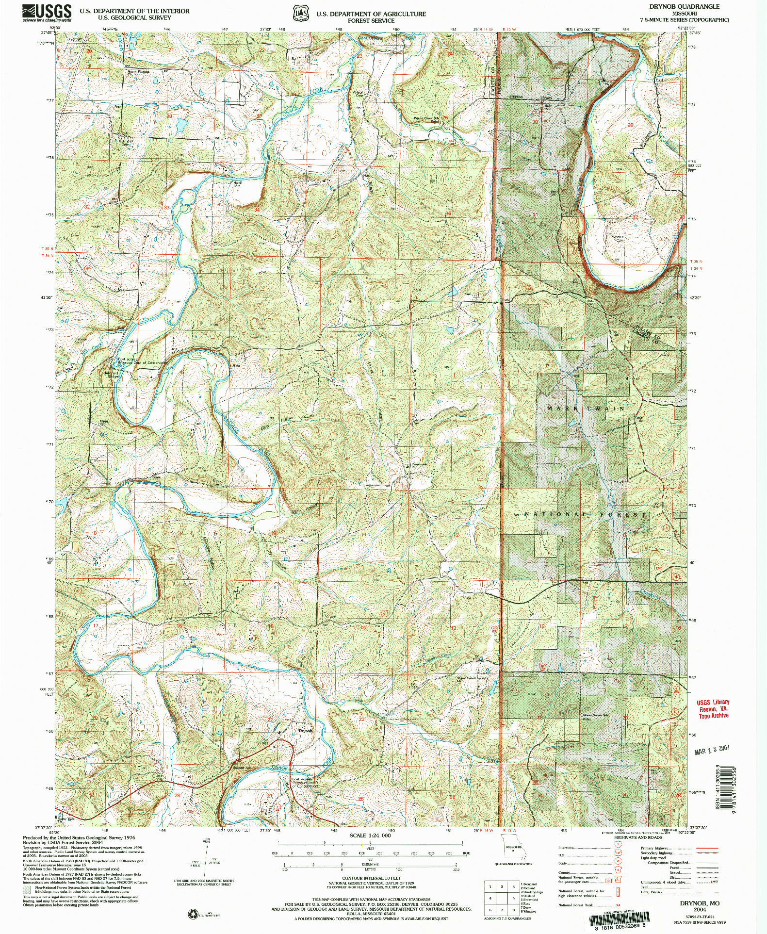 USGS 1:24000-SCALE QUADRANGLE FOR DRYNOB, MO 2004