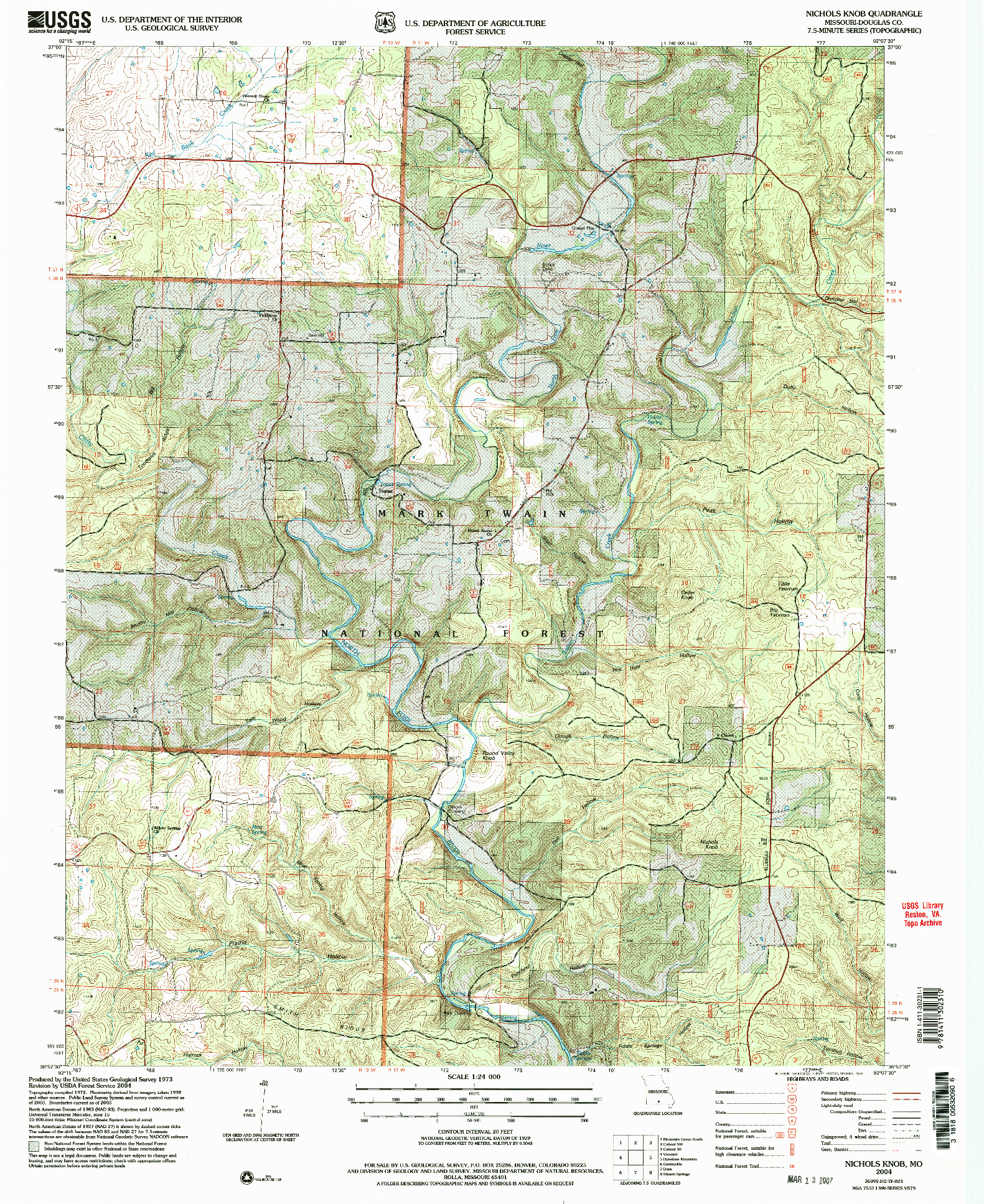 USGS 1:24000-SCALE QUADRANGLE FOR NICHOLS KNOB, MO 2004