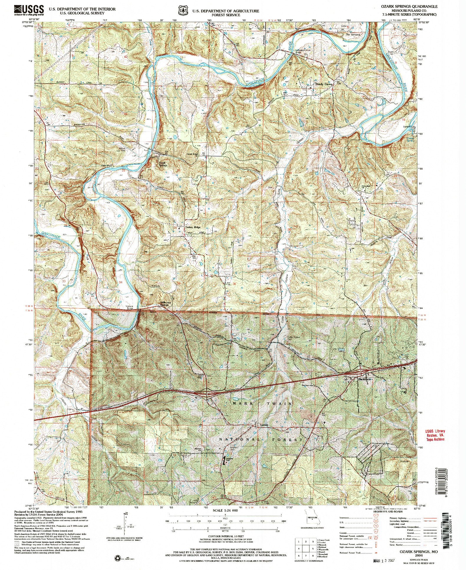 USGS 1:24000-SCALE QUADRANGLE FOR OZARK SPRINGS, MO 2004