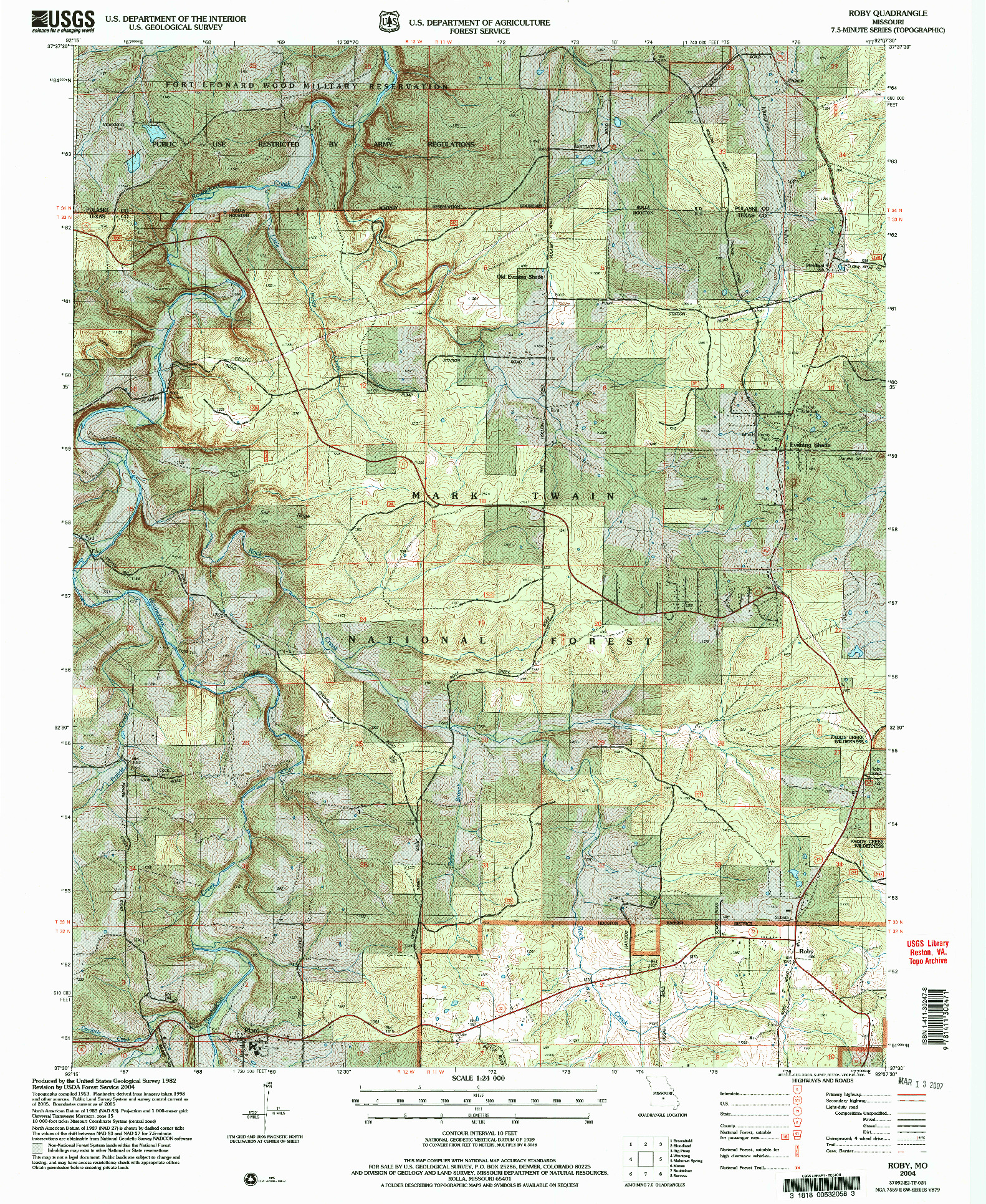 USGS 1:24000-SCALE QUADRANGLE FOR ROBY, MO 2004