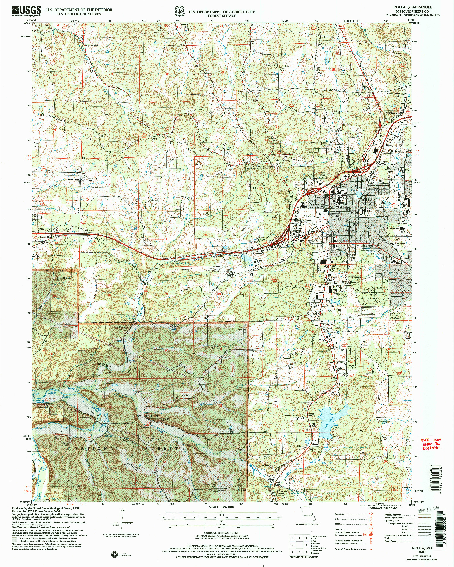 USGS 1:24000-SCALE QUADRANGLE FOR ROLLA, MO 2004