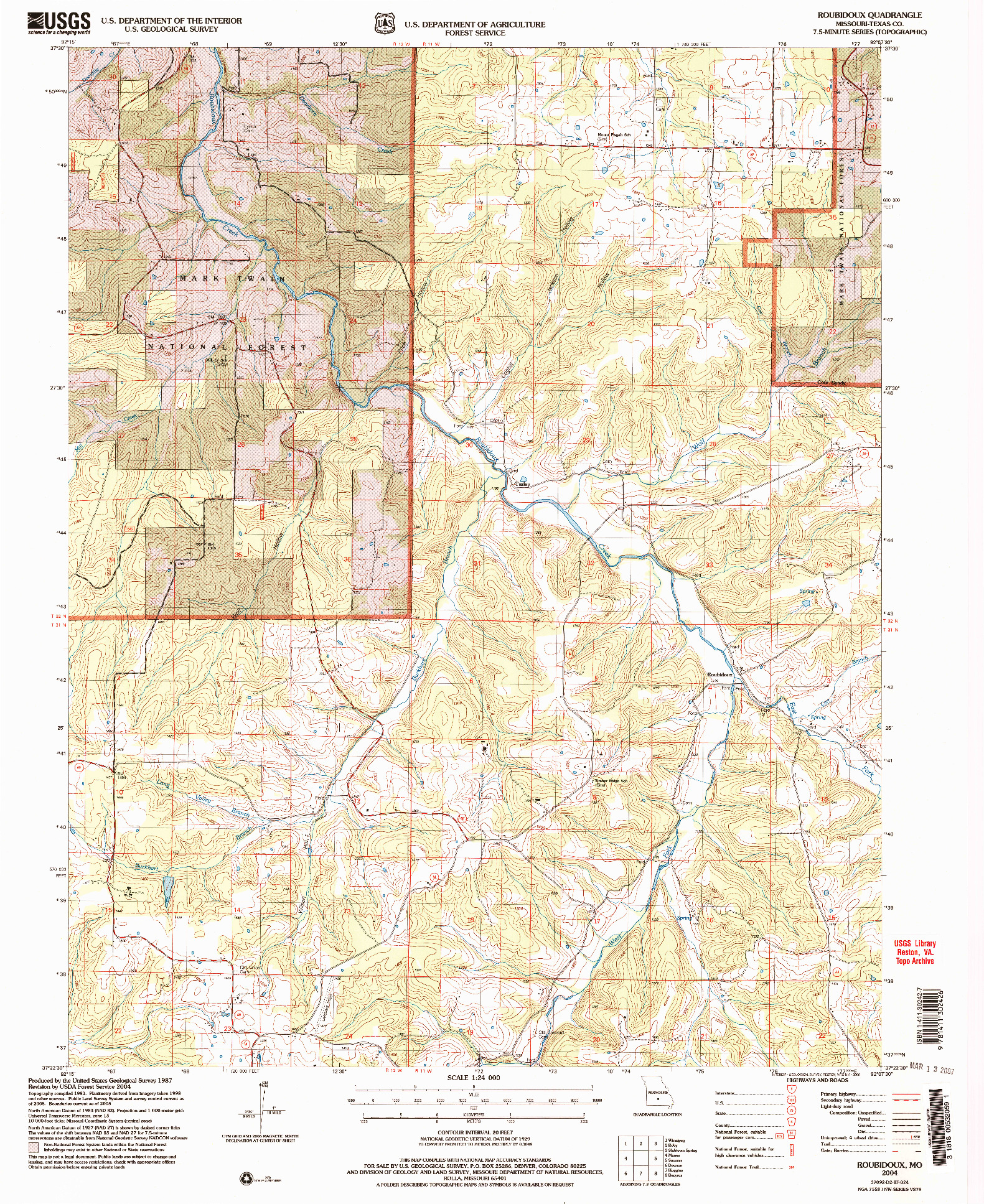 USGS 1:24000-SCALE QUADRANGLE FOR ROUBIDOUX, MO 2004