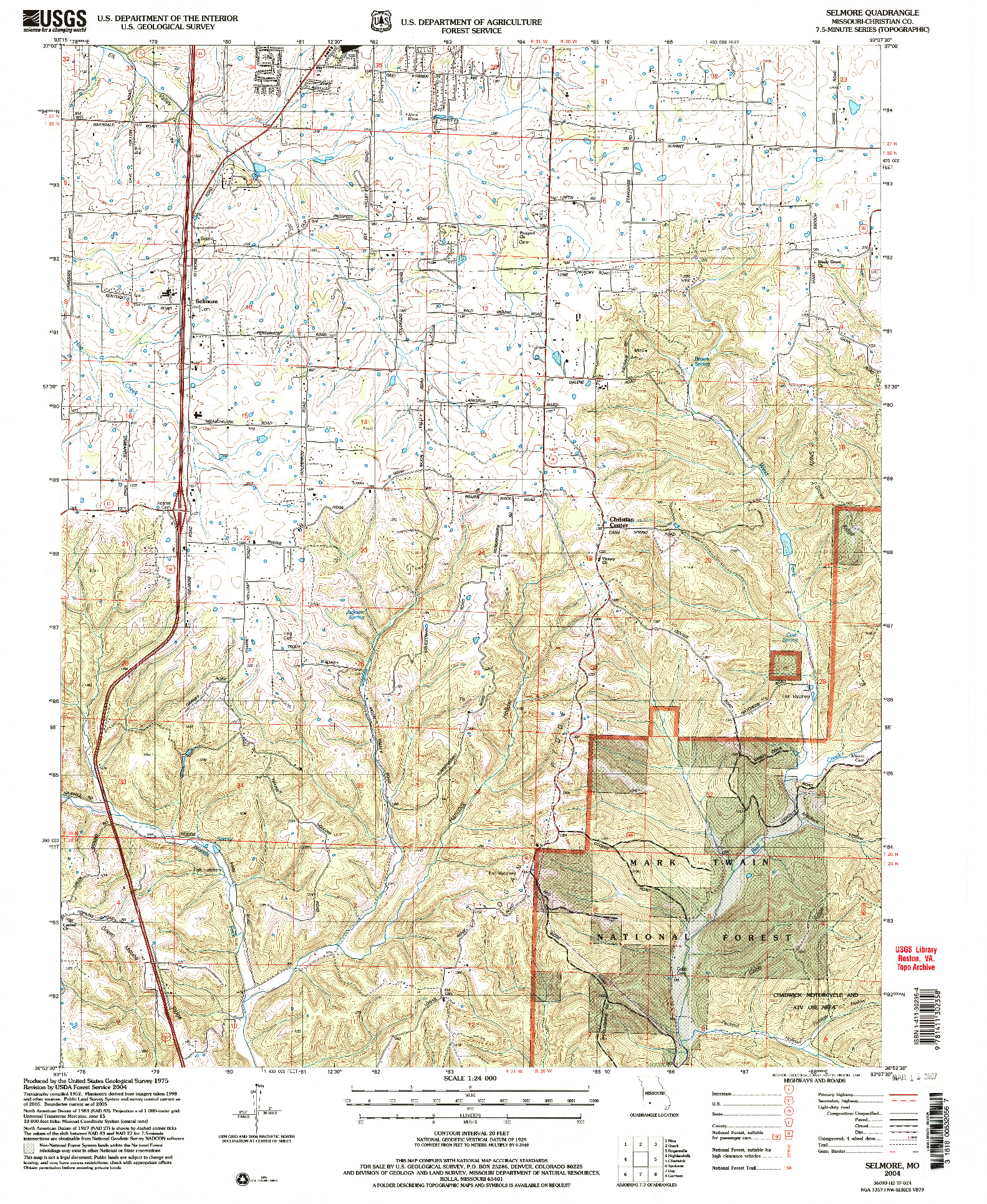 USGS 1:24000-SCALE QUADRANGLE FOR SELMORE, MO 2004