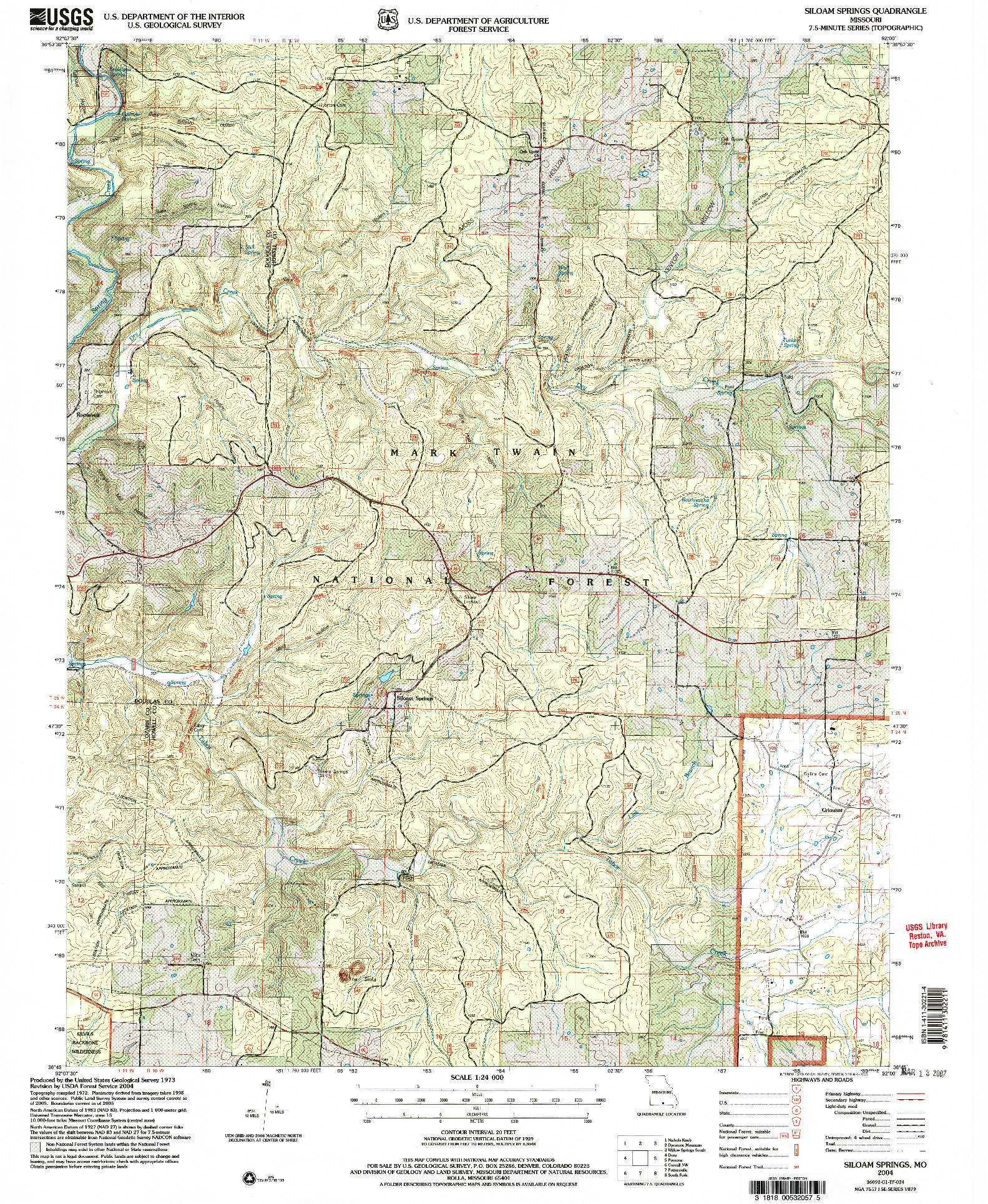 USGS 1:24000-SCALE QUADRANGLE FOR SILOAM SPRINGS, MO 2004