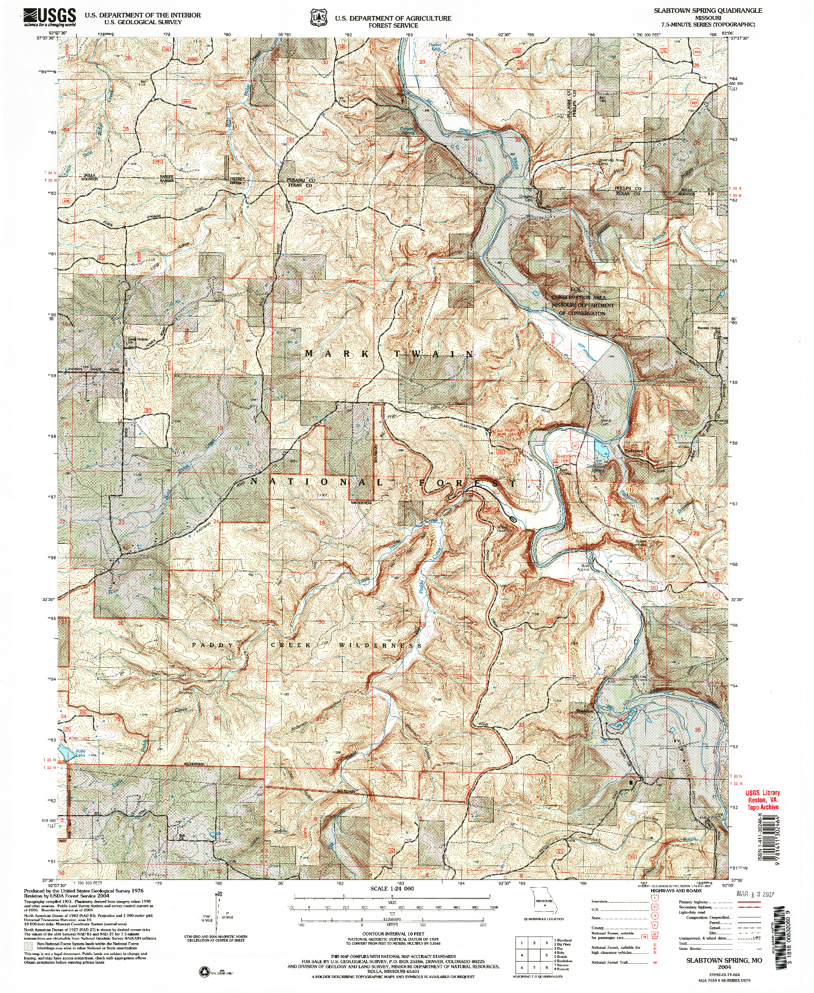 USGS 1:24000-SCALE QUADRANGLE FOR SLABTOWN SPRING, MO 2004