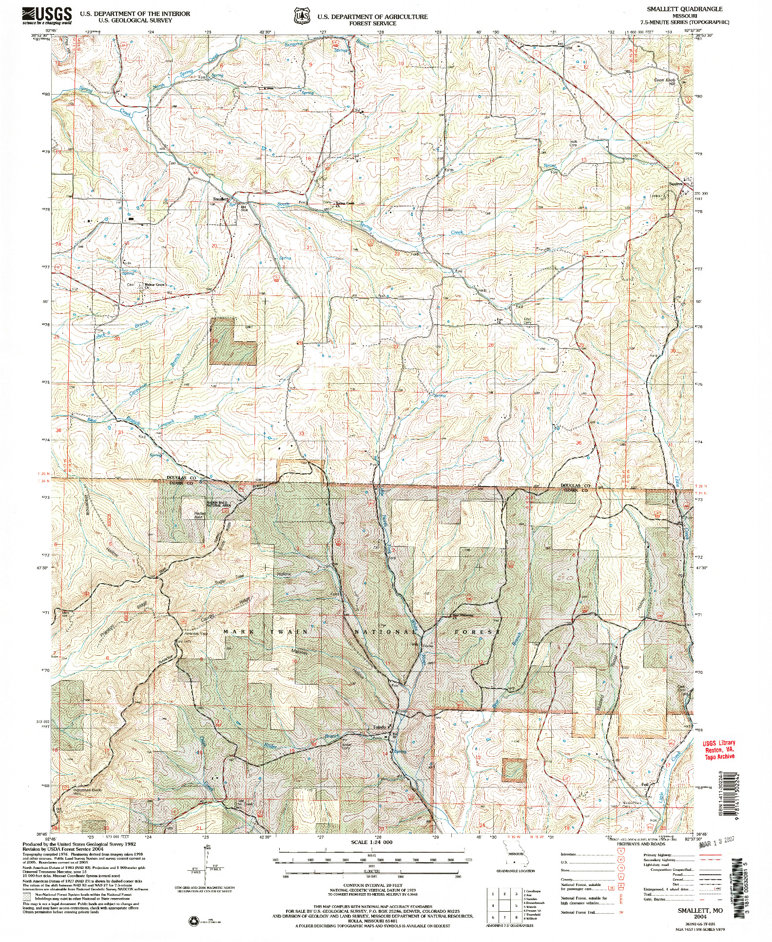 USGS 1:24000-SCALE QUADRANGLE FOR SMALLETT, MO 2004