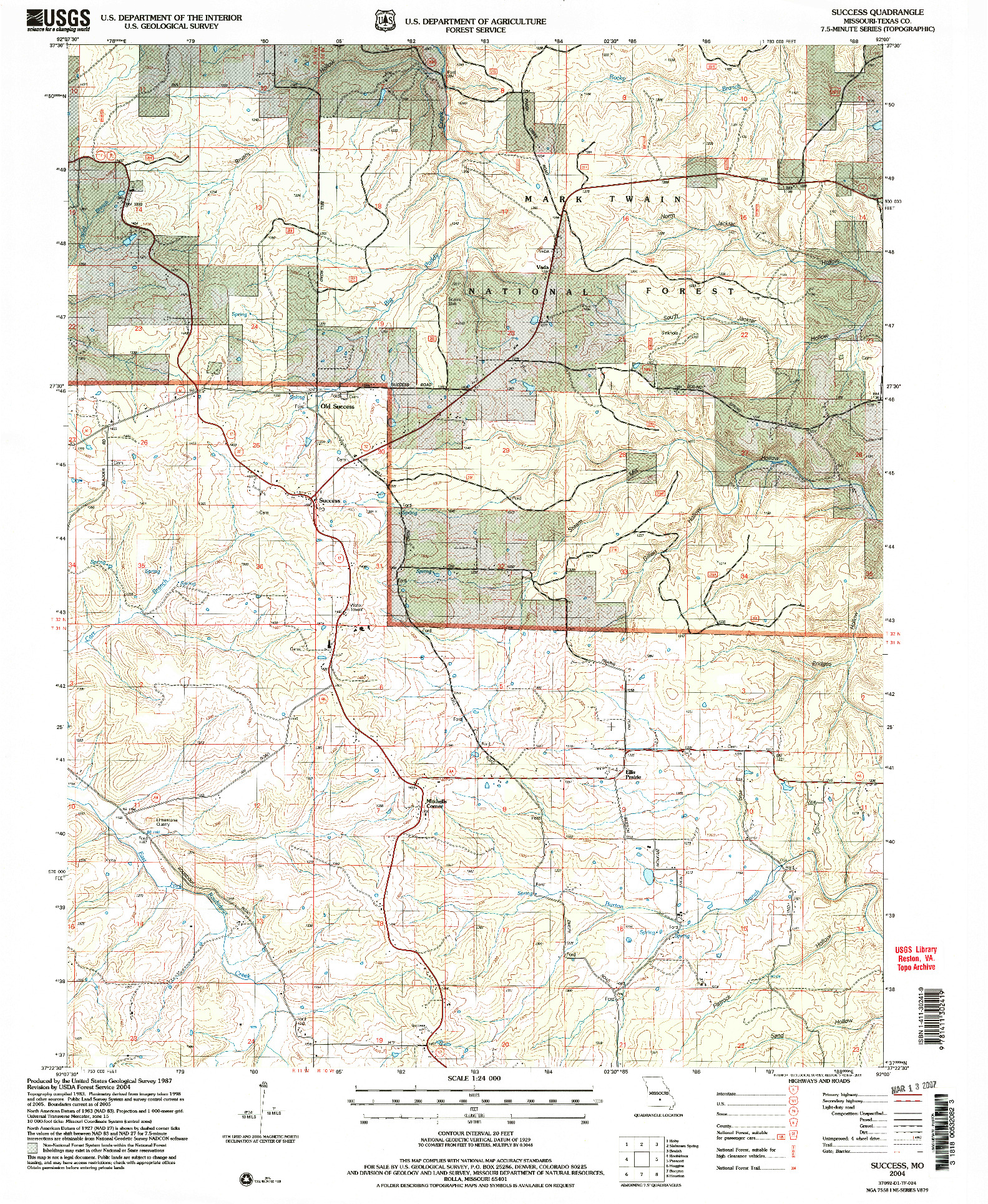 USGS 1:24000-SCALE QUADRANGLE FOR SUCCESS, MO 2004