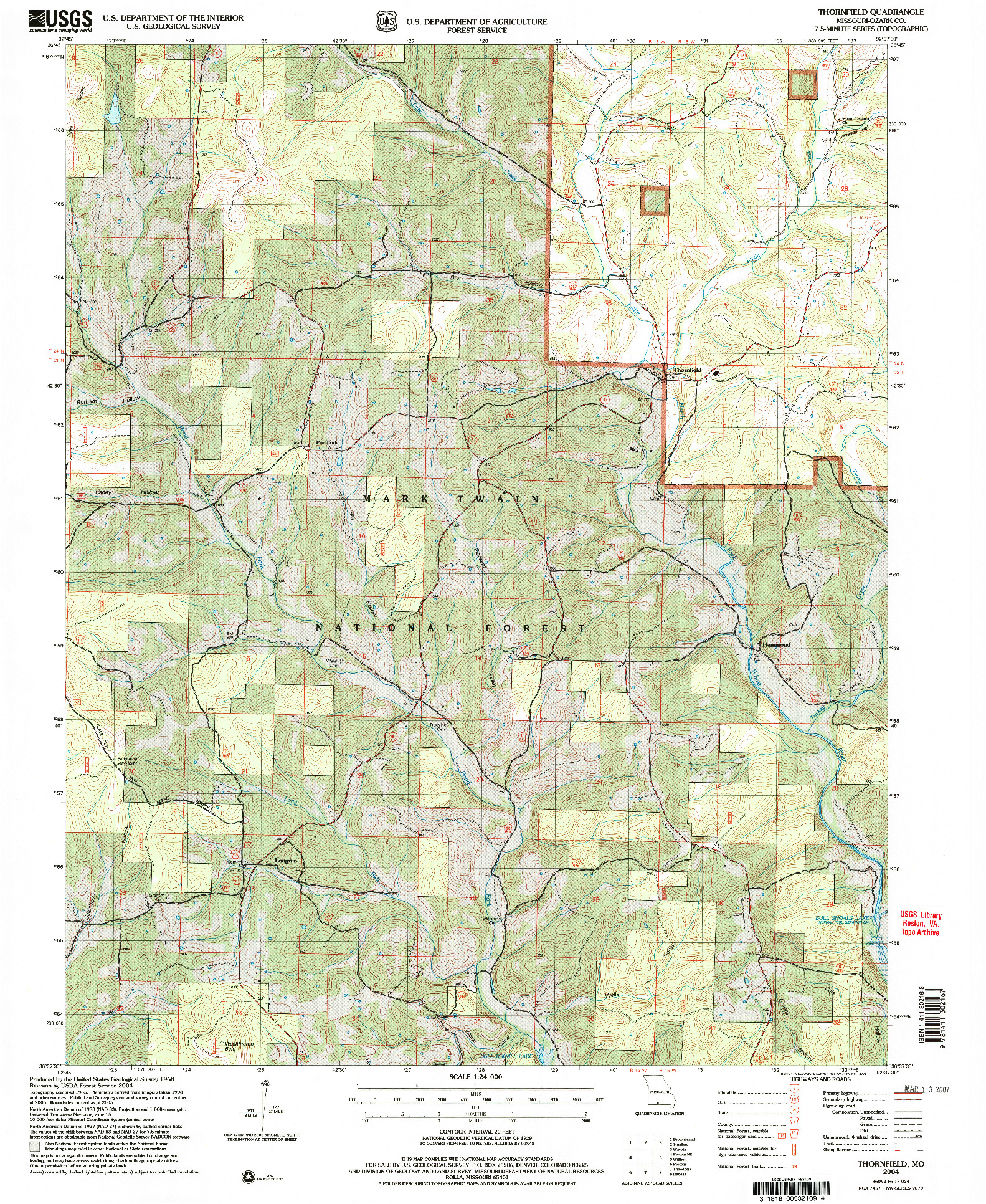 USGS 1:24000-SCALE QUADRANGLE FOR THORNFIELD, MO 2004