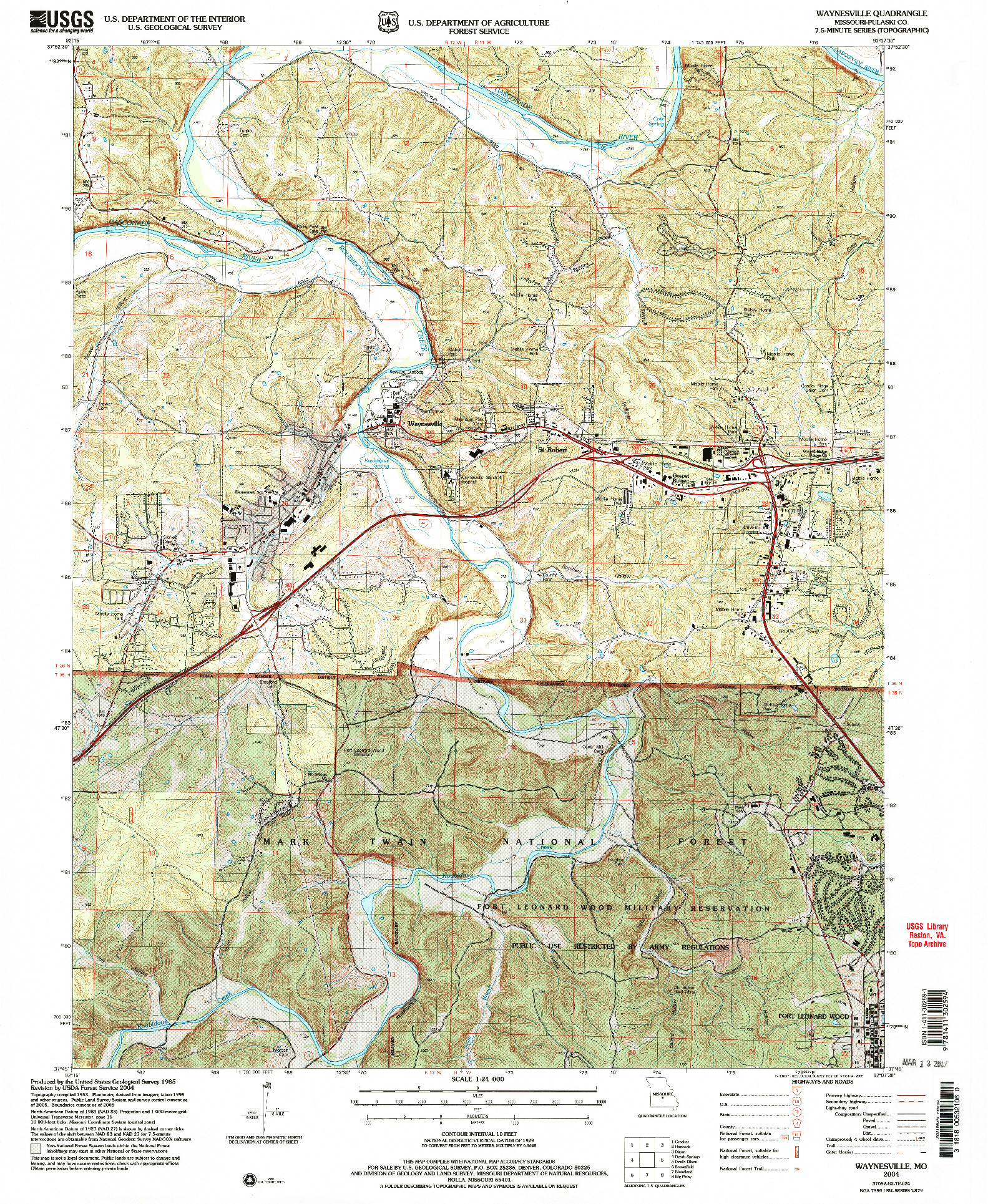 USGS 1:24000-SCALE QUADRANGLE FOR WAYNESVILLE, MO 2004