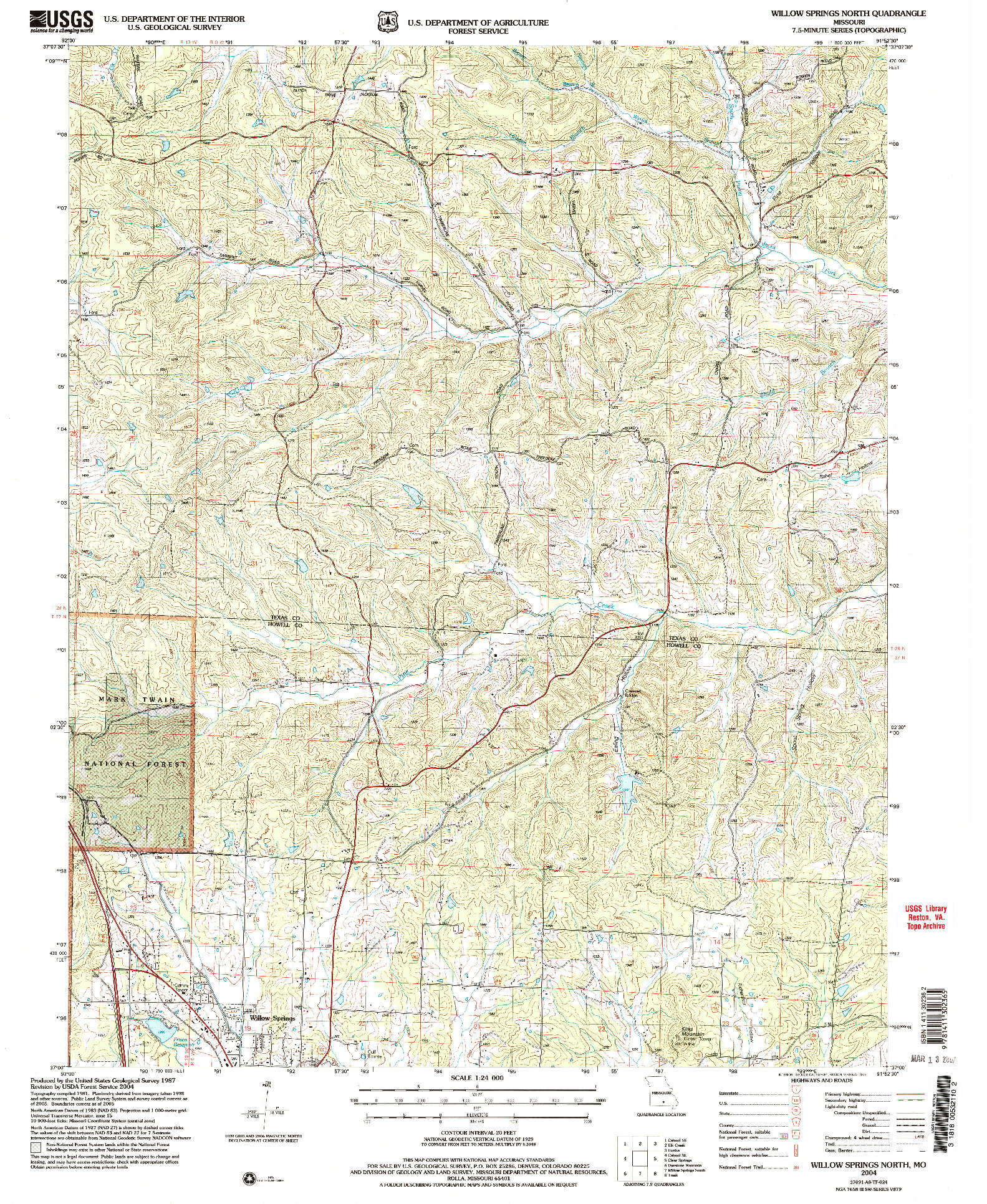 USGS 1:24000-SCALE QUADRANGLE FOR WILLOW SPRINGS NORTH, MO 2004