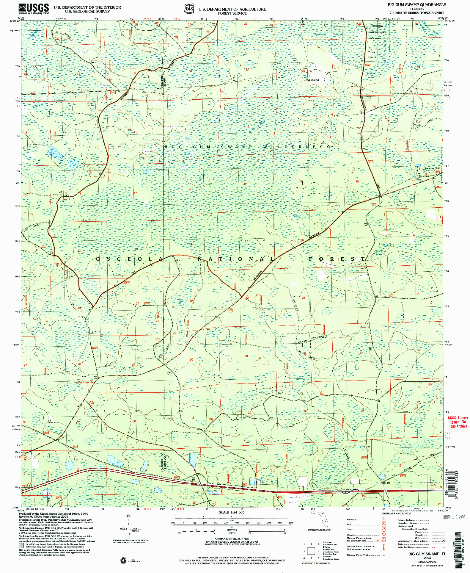 USGS 1:24000-SCALE QUADRANGLE FOR BIG GUM SWAMP, FL 2005