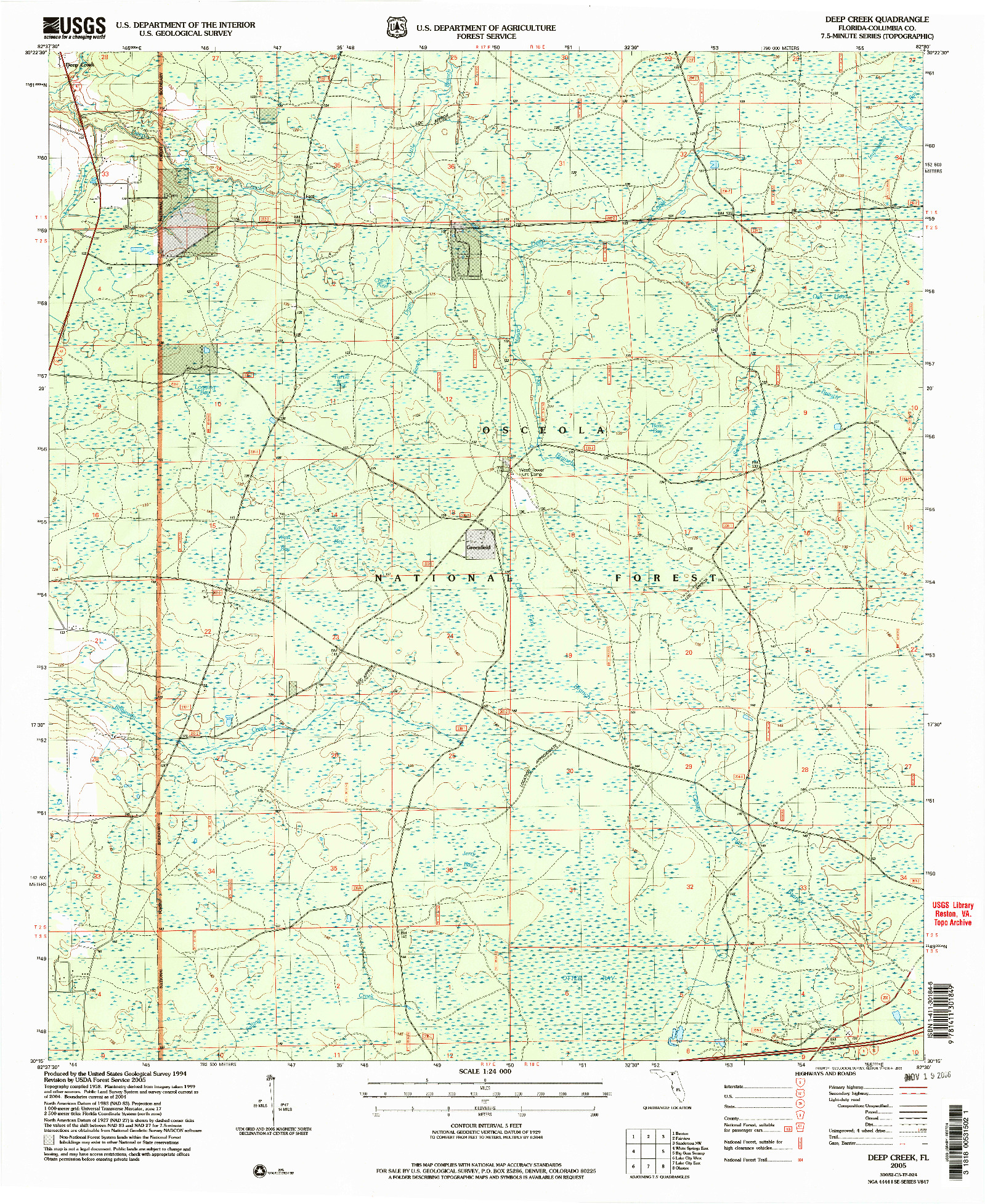 USGS 1:24000-SCALE QUADRANGLE FOR DEEP CREEK, FL 2005