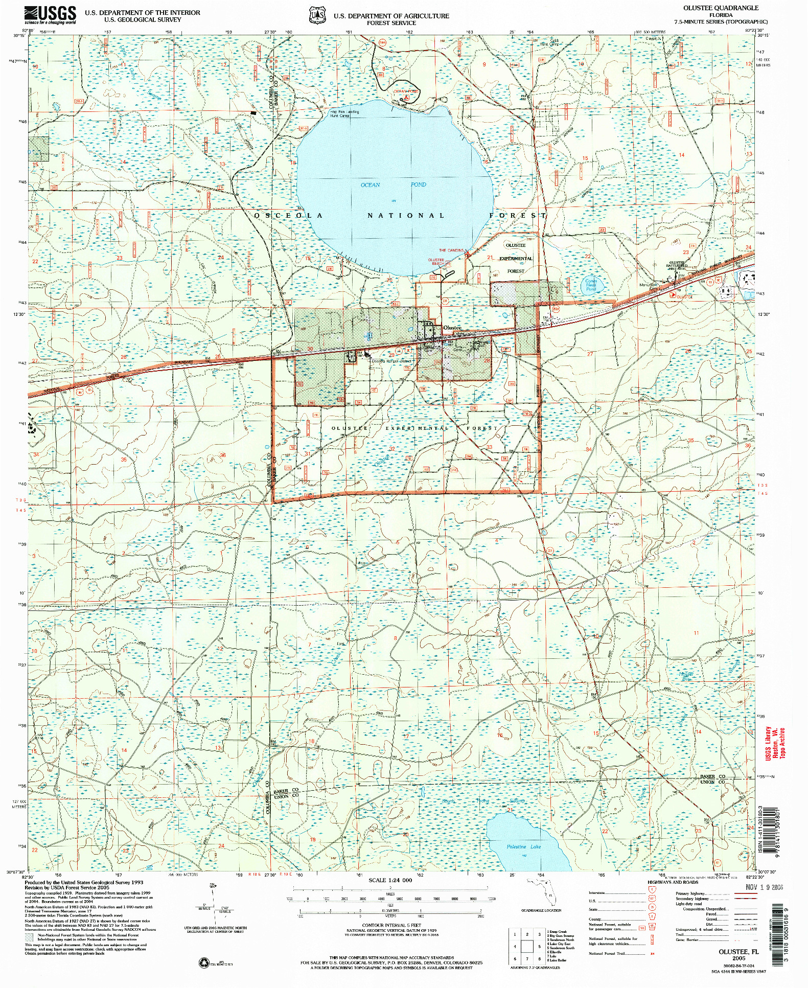 USGS 1:24000-SCALE QUADRANGLE FOR OLUSTEE, FL 2005