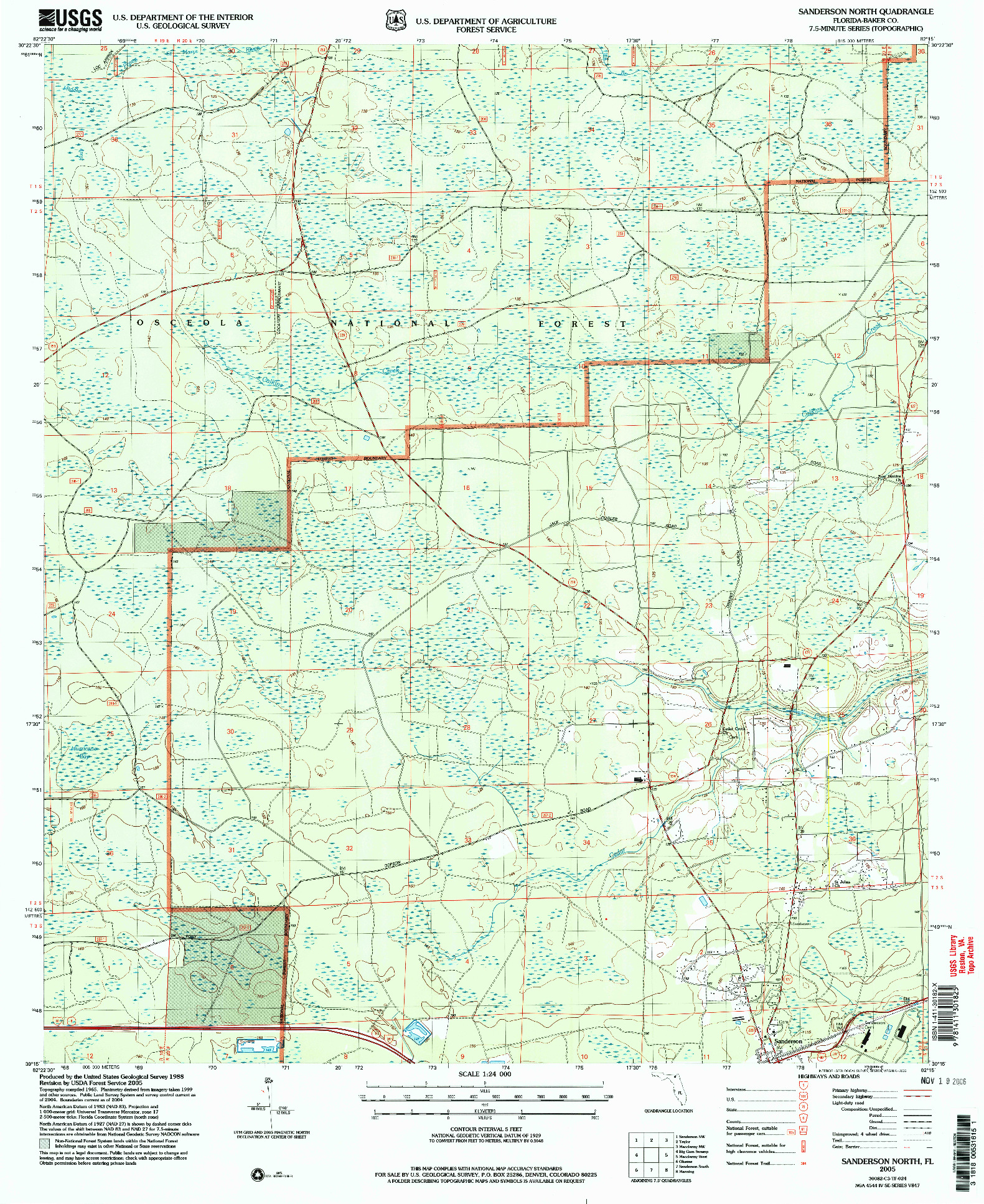 USGS 1:24000-SCALE QUADRANGLE FOR SANDERSON NORTH, FL 2005