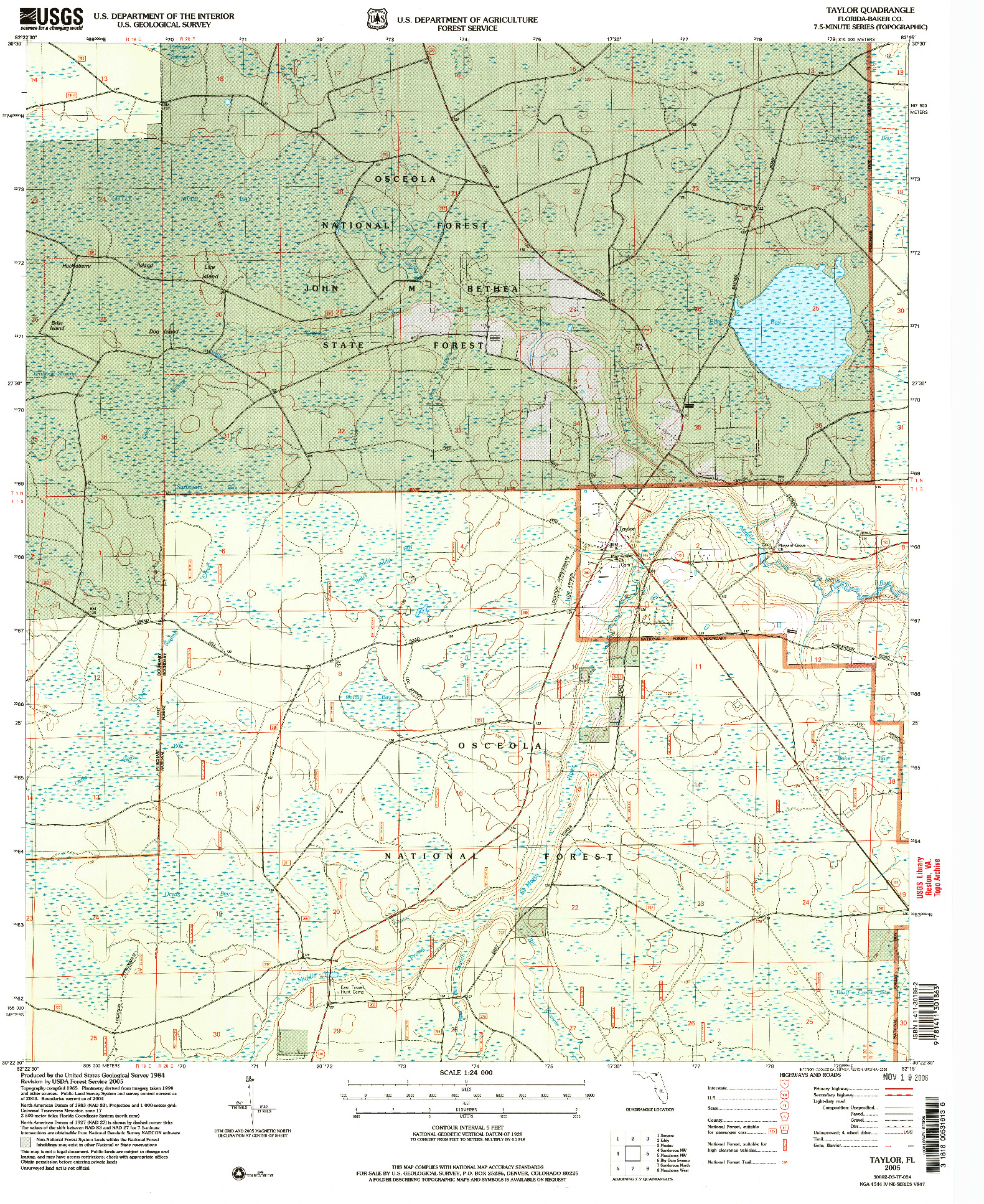 USGS 1:24000-SCALE QUADRANGLE FOR TAYLOR, FL 2005