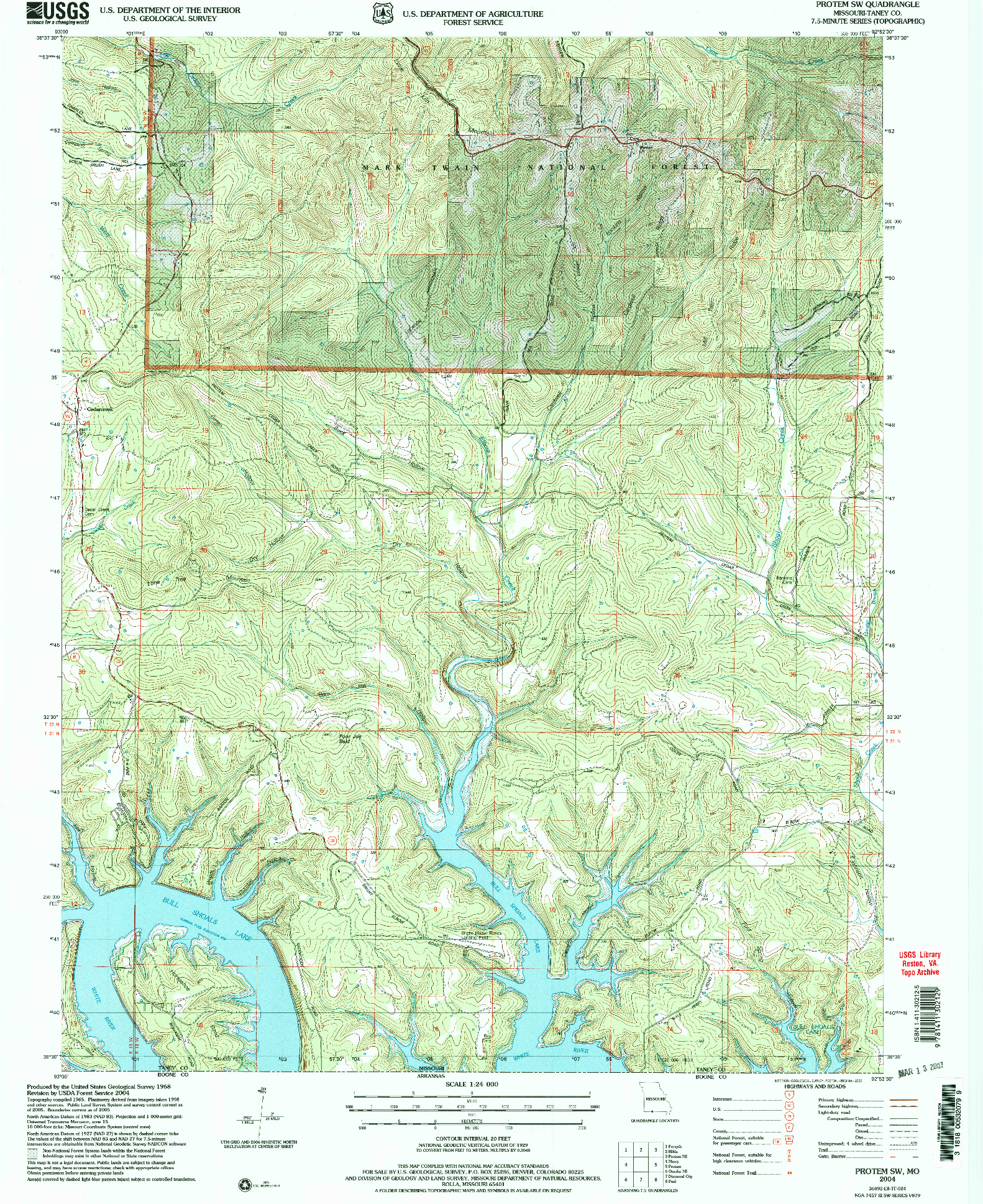 USGS 1:24000-SCALE QUADRANGLE FOR PROTEM SW, MO 2004
