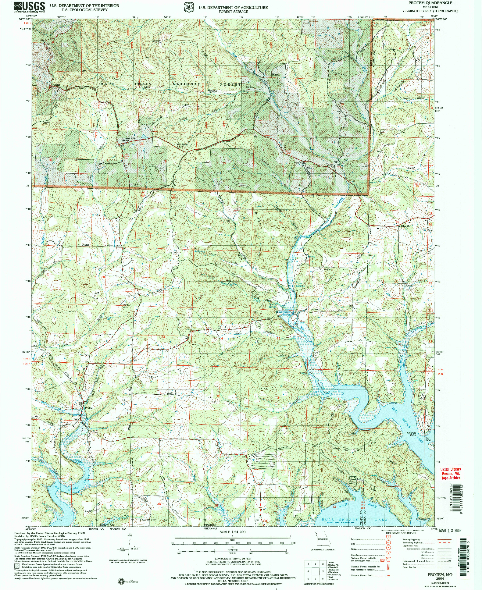 USGS 1:24000-SCALE QUADRANGLE FOR PROTEM, MO 2004