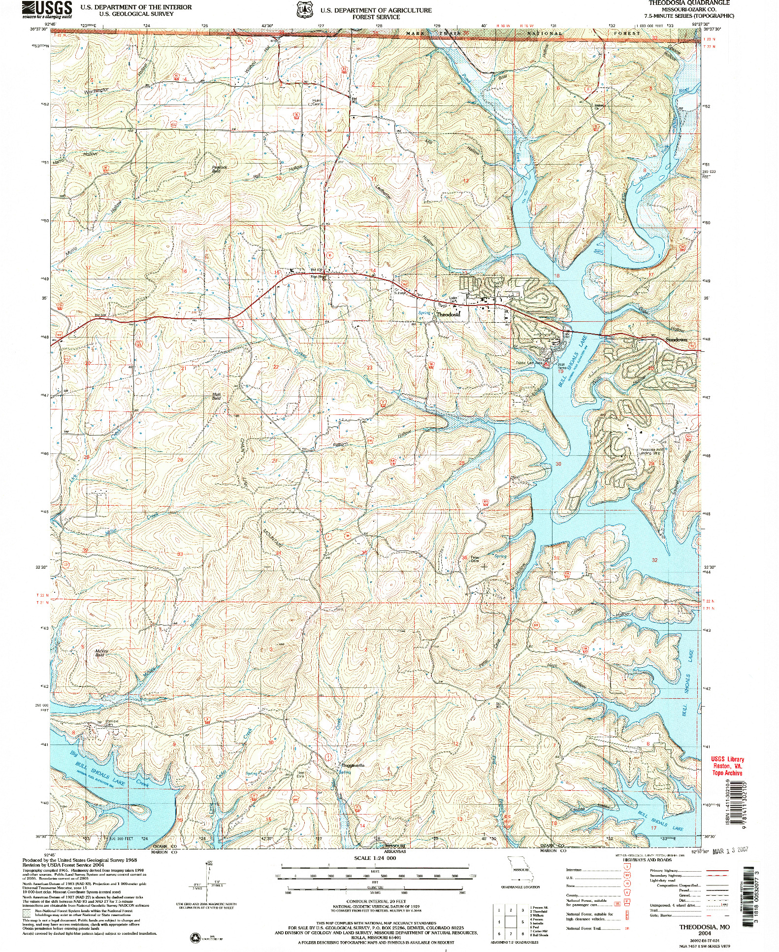 USGS 1:24000-SCALE QUADRANGLE FOR THEODOSIA, MO 2004