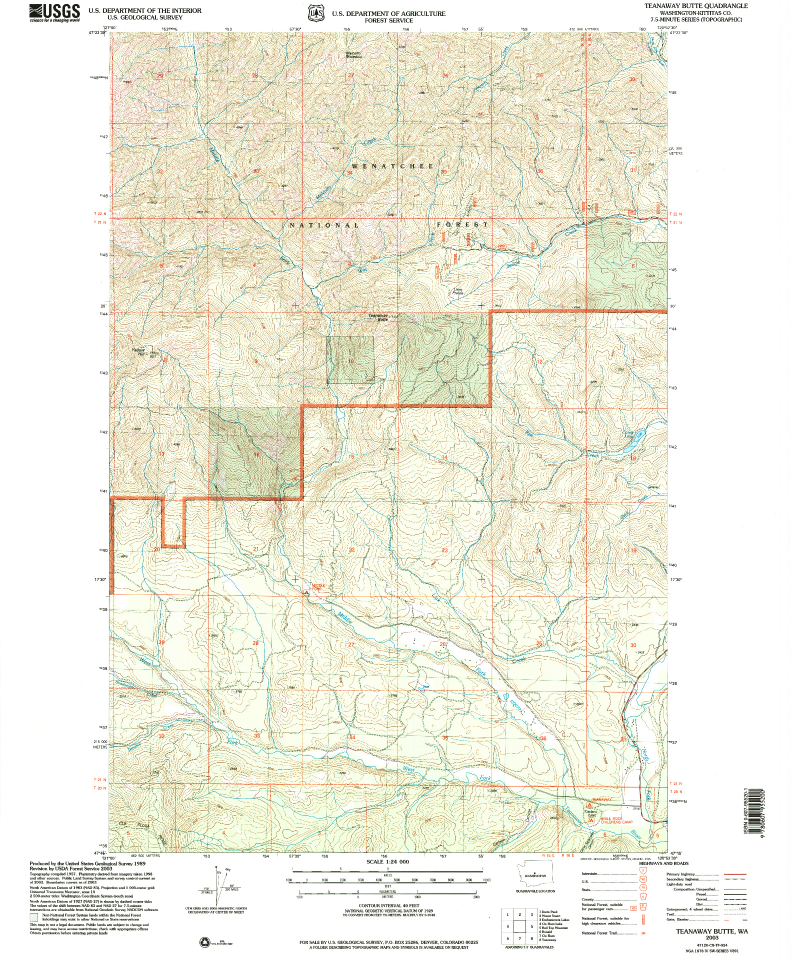USGS 1:24000-SCALE QUADRANGLE FOR TEANAWAY BUTTE, WA 2003
