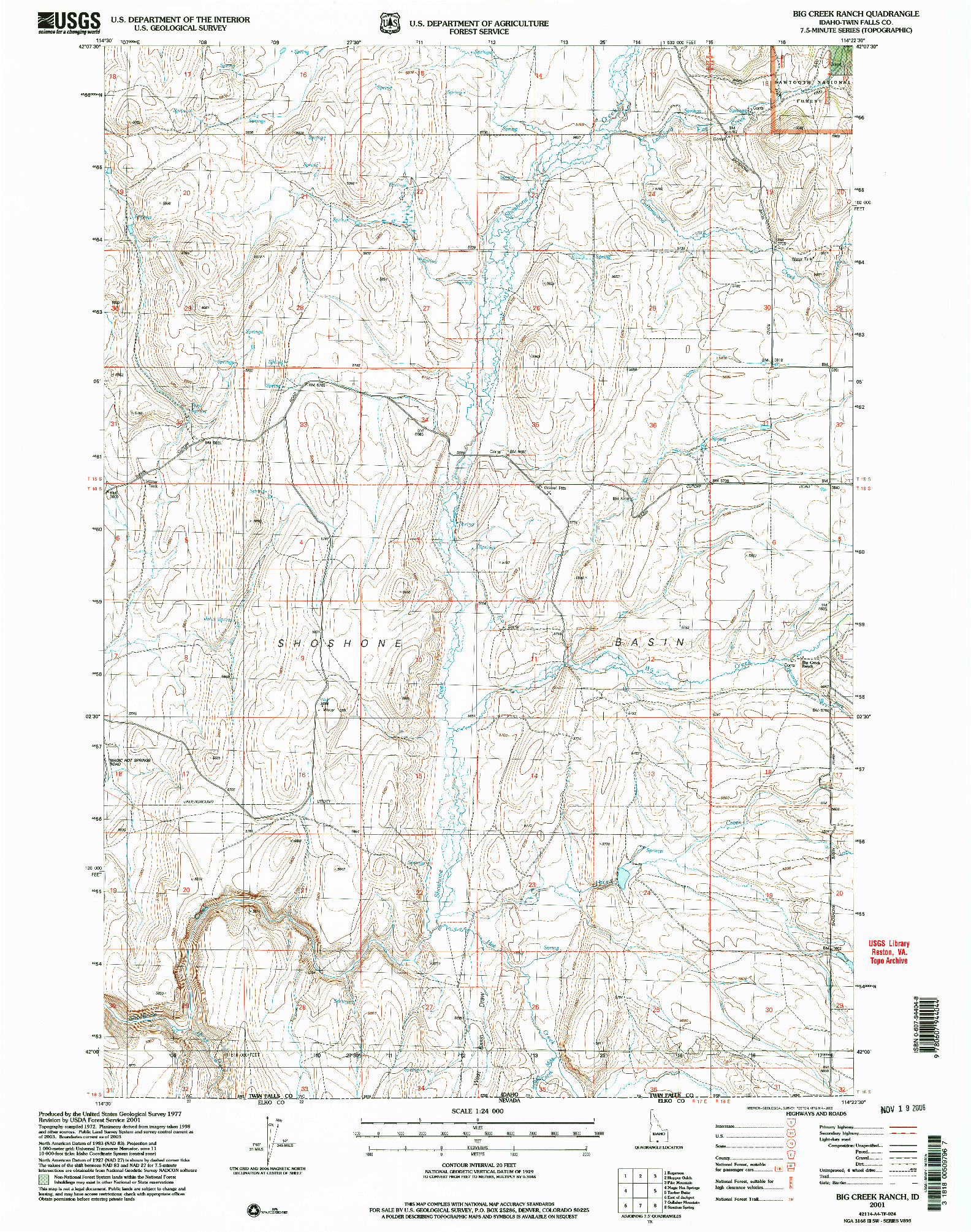 USGS 1:24000-SCALE QUADRANGLE FOR BIG CREEK RANCH, ID 2001