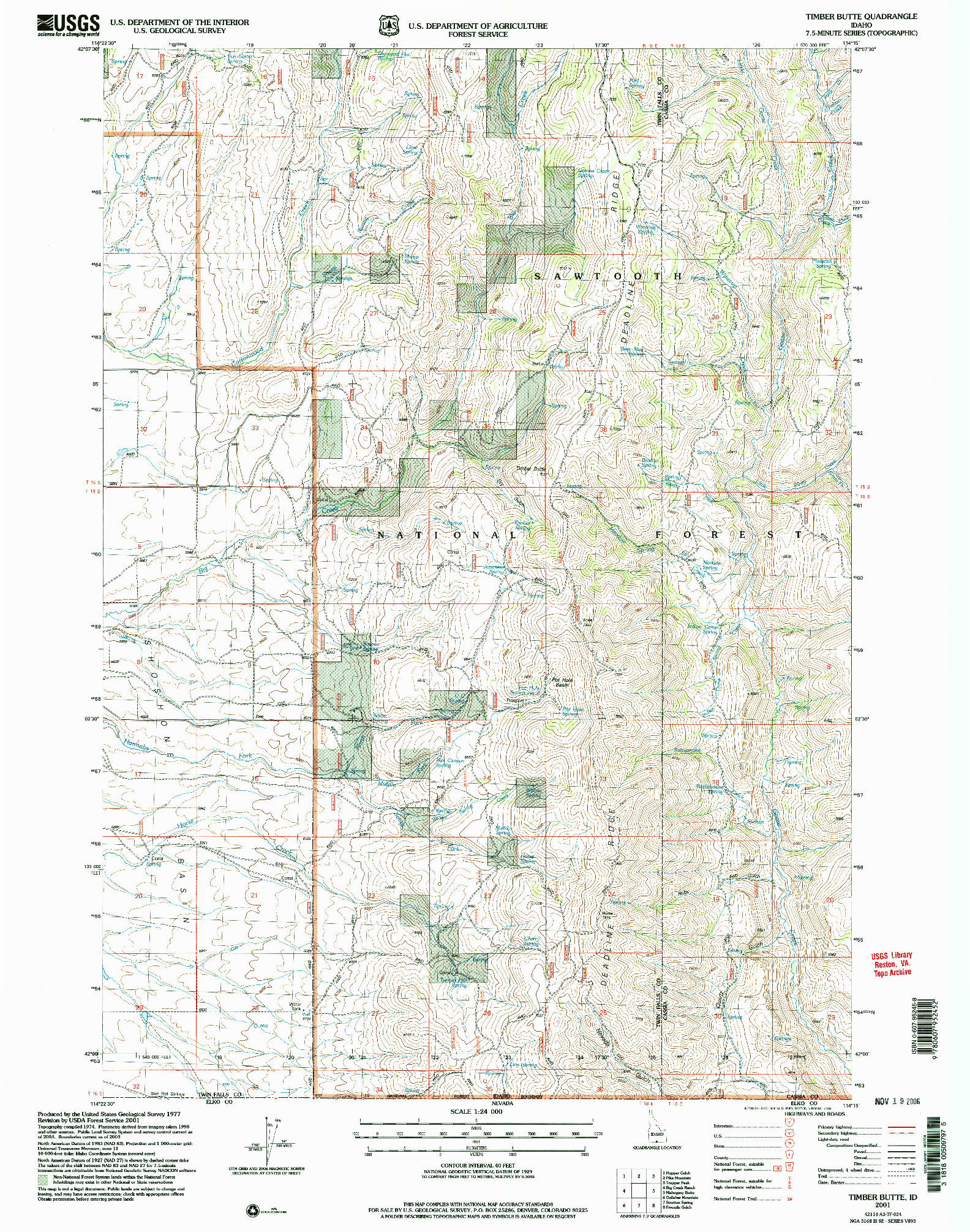 USGS 1:24000-SCALE QUADRANGLE FOR TIMBER BUTTE, ID 2001