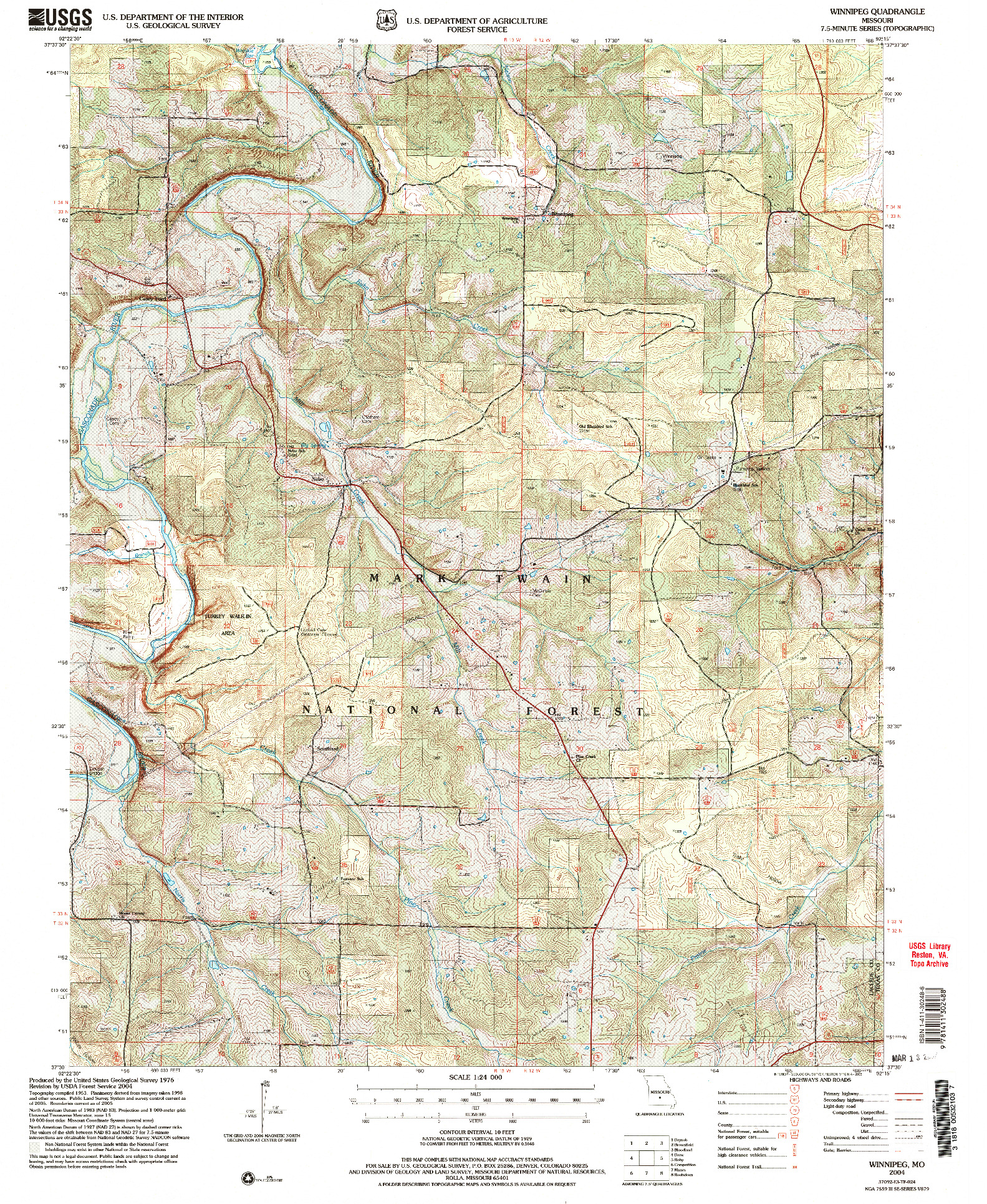 USGS 1:24000-SCALE QUADRANGLE FOR WINNIPEG, MO 2004