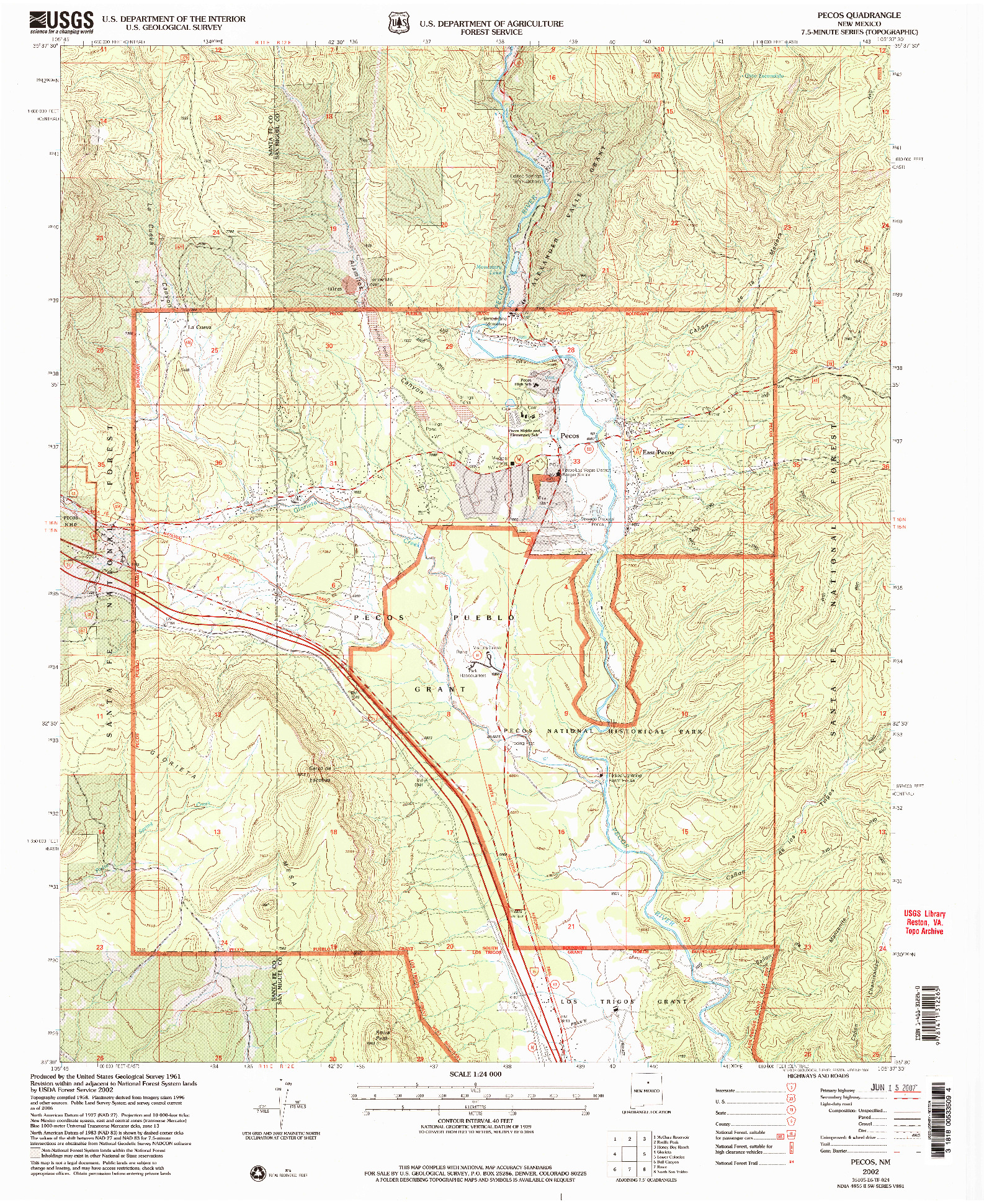 USGS 1:24000-SCALE QUADRANGLE FOR PECOS, NM 2002