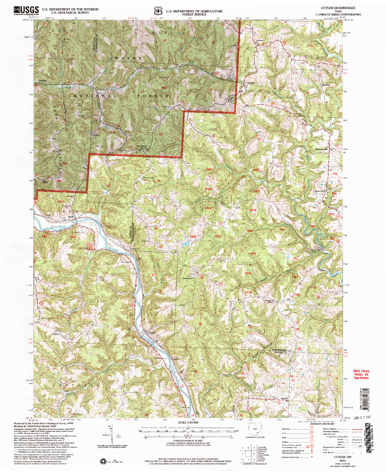 USGS 1:24000-SCALE QUADRANGLE FOR CUTLER, OH 2002