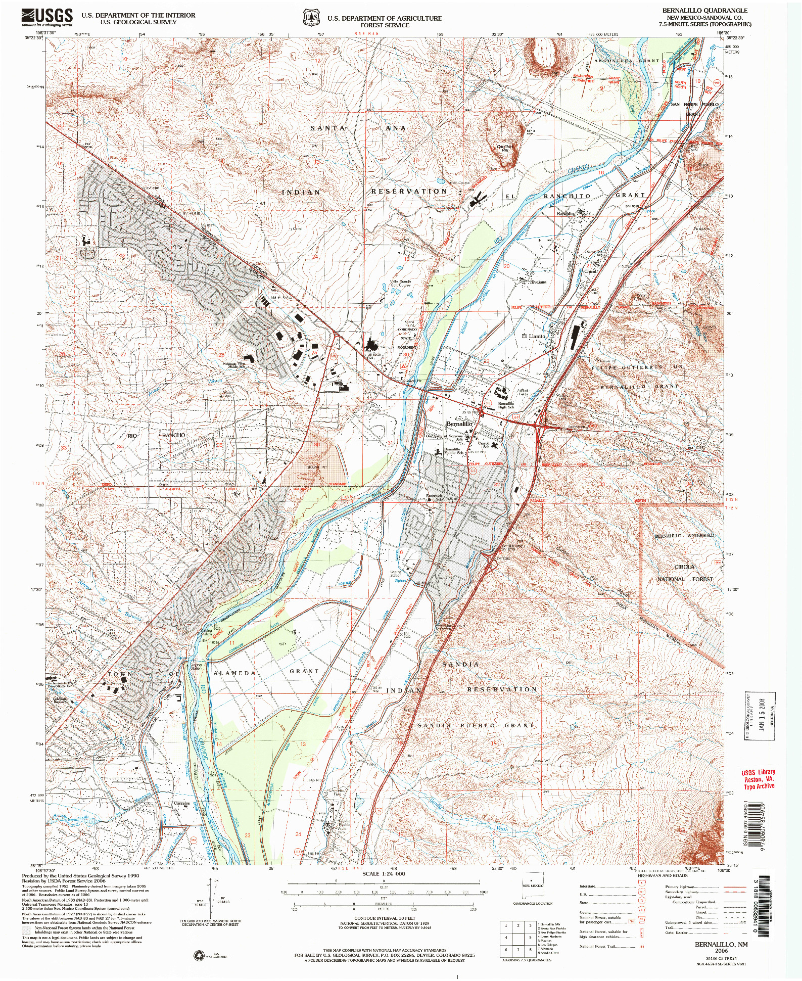 USGS 1:24000-SCALE QUADRANGLE FOR BERNALILLO, NM 2006