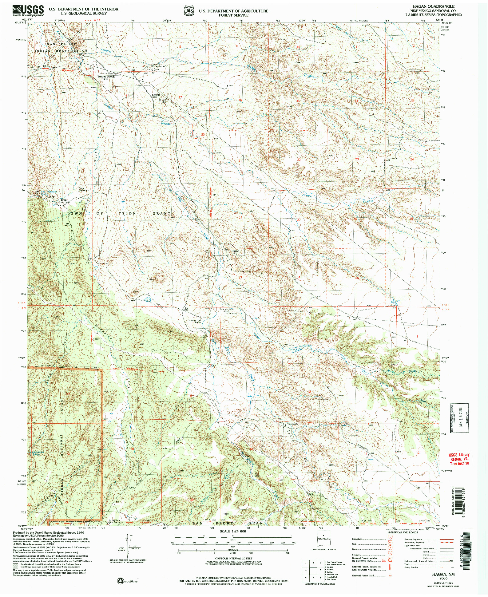 USGS 1:24000-SCALE QUADRANGLE FOR HAGAN, NM 2006