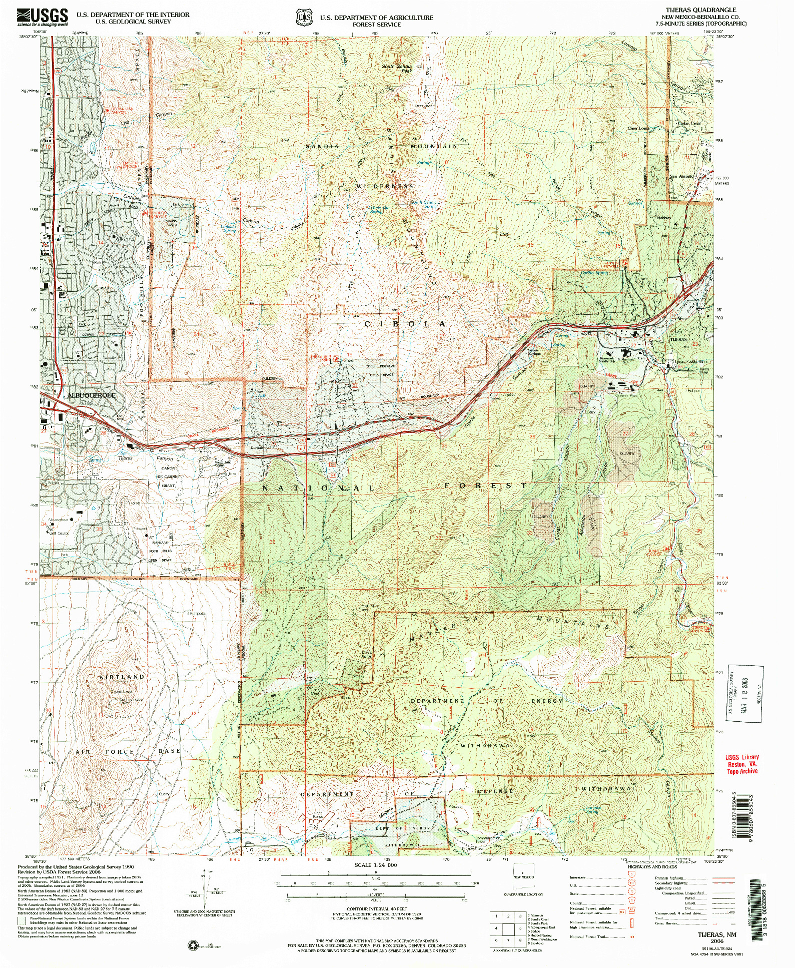 USGS 1:24000-SCALE QUADRANGLE FOR TIJERAS, NM 2006