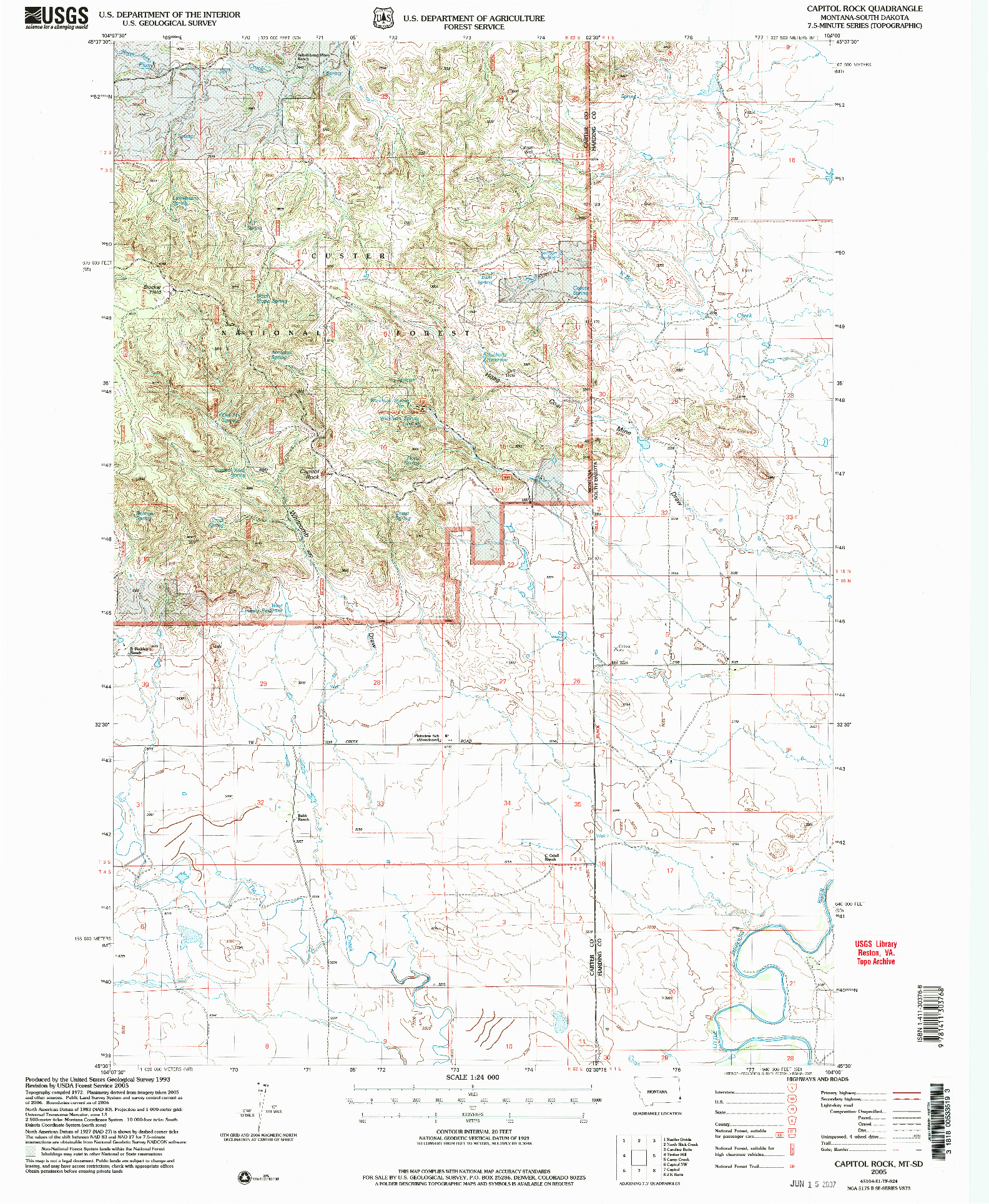 USGS 1:24000-SCALE QUADRANGLE FOR CAPITOL ROCK, MT 2005