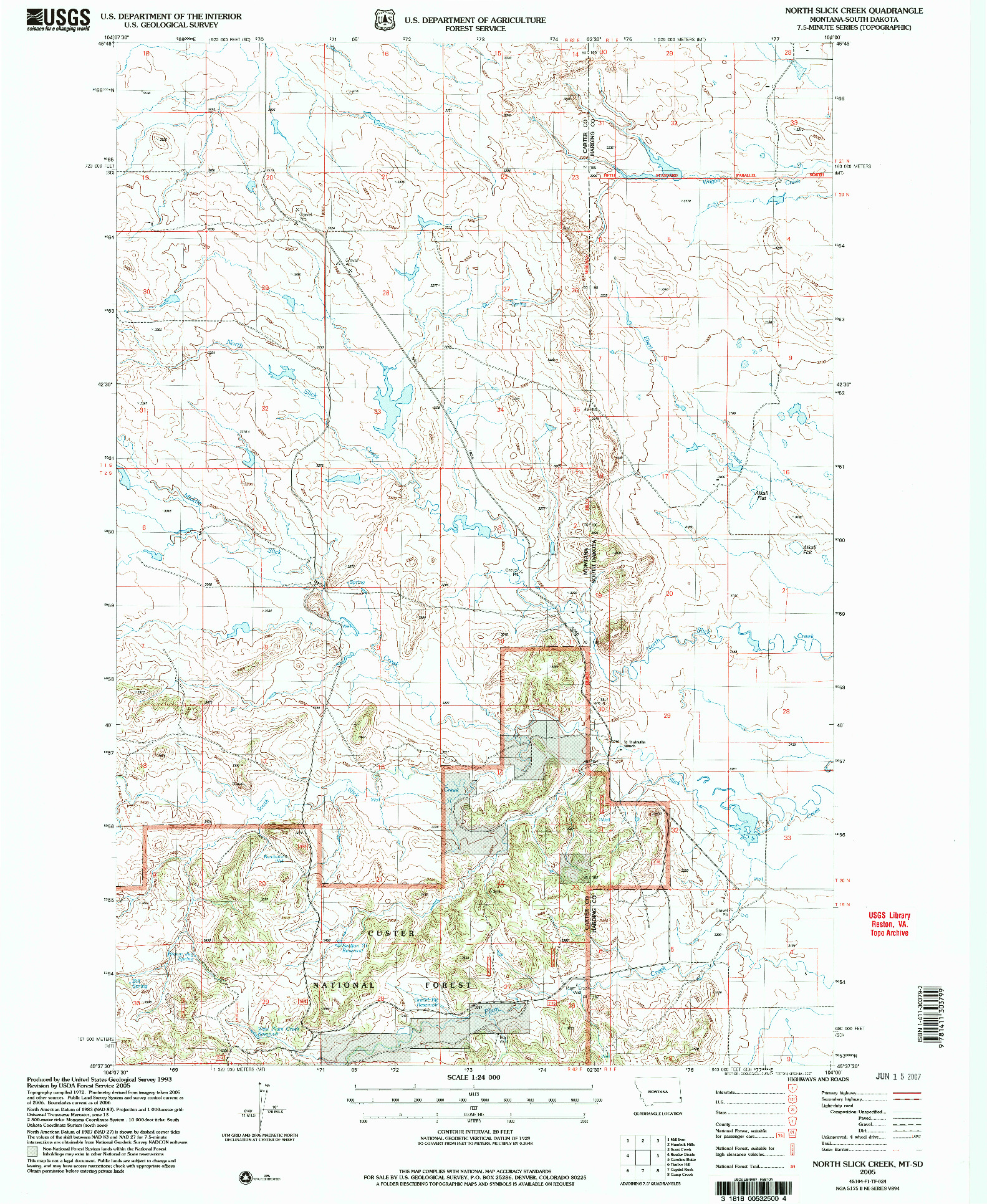 USGS 1:24000-SCALE QUADRANGLE FOR NORTH SLICK CREEK, MT 2005