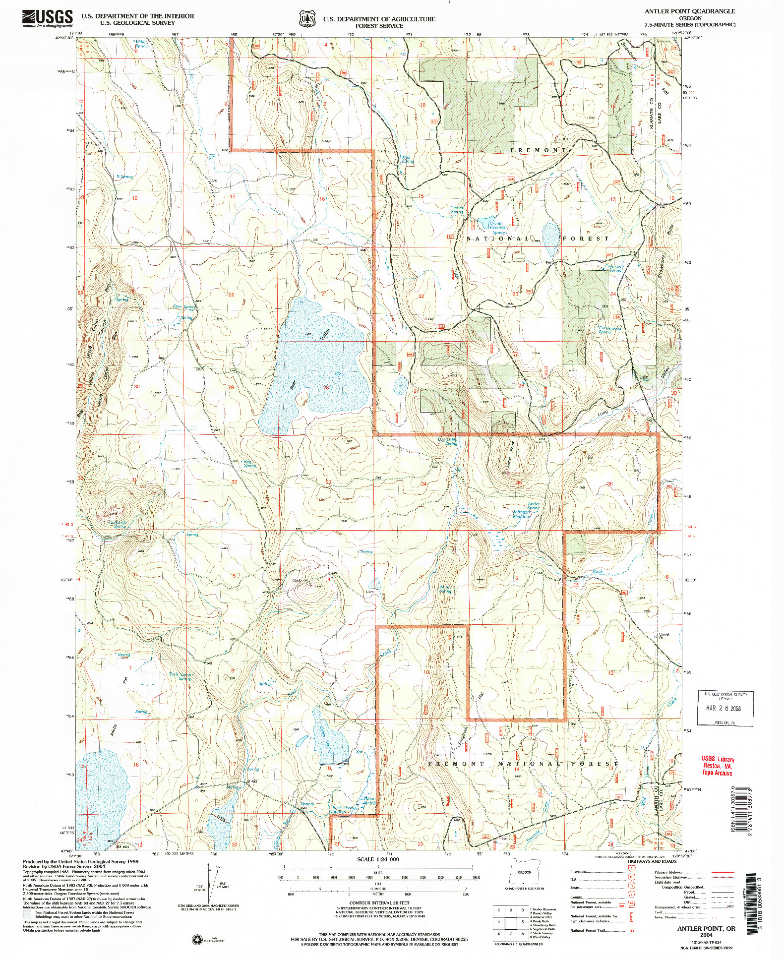USGS 1:24000-SCALE QUADRANGLE FOR ANTLER POINT, OR 2004