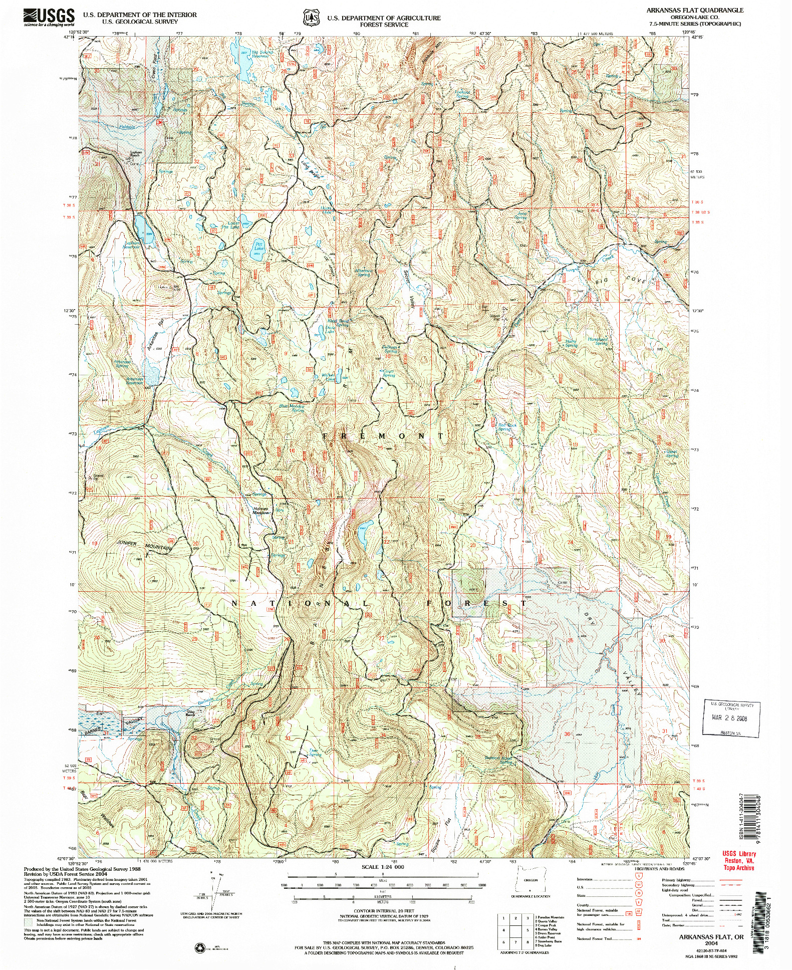 USGS 1:24000-SCALE QUADRANGLE FOR ARKANSAS FLAT, OR 2004