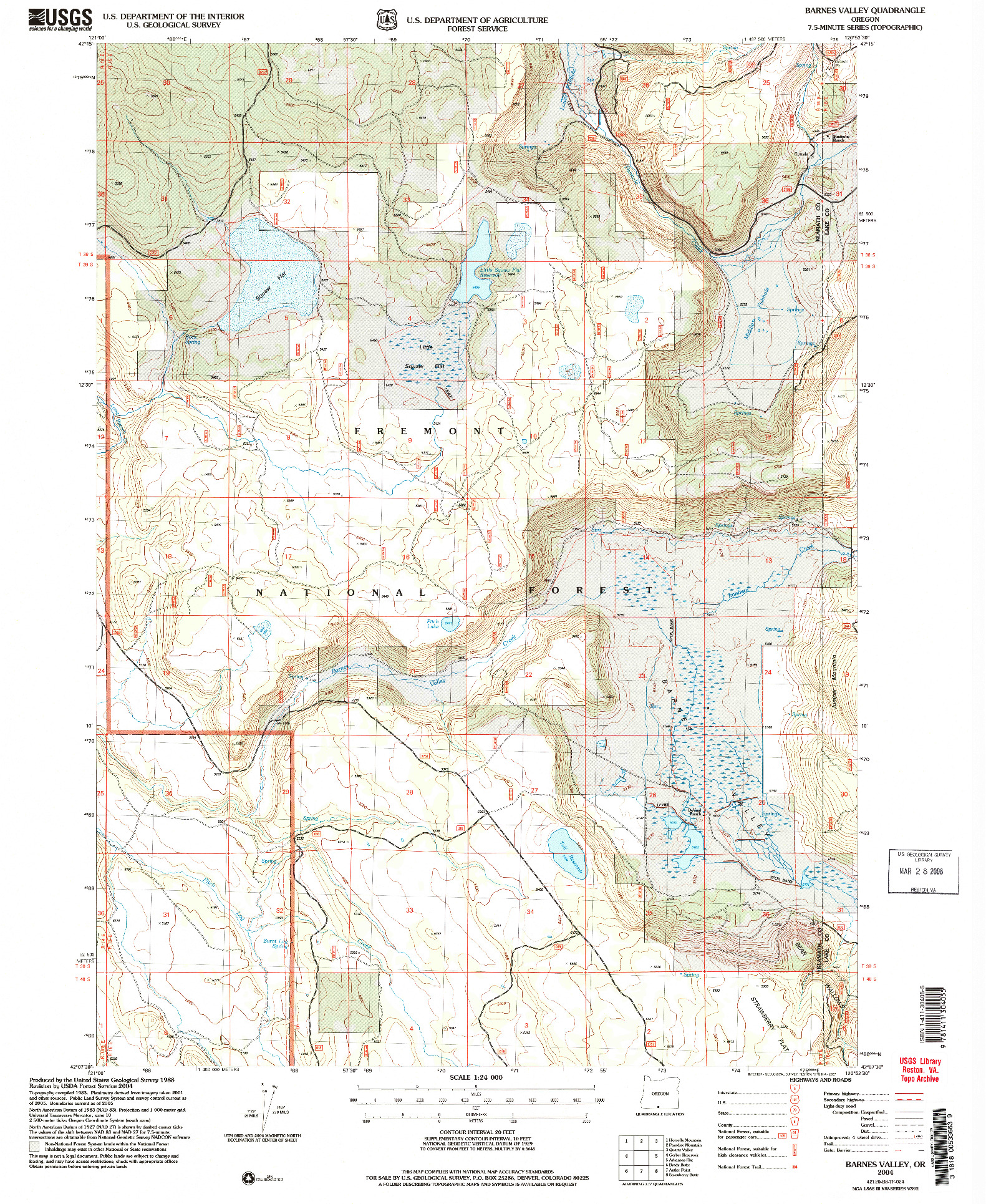 USGS 1:24000-SCALE QUADRANGLE FOR BARNES VALLEY, OR 2004