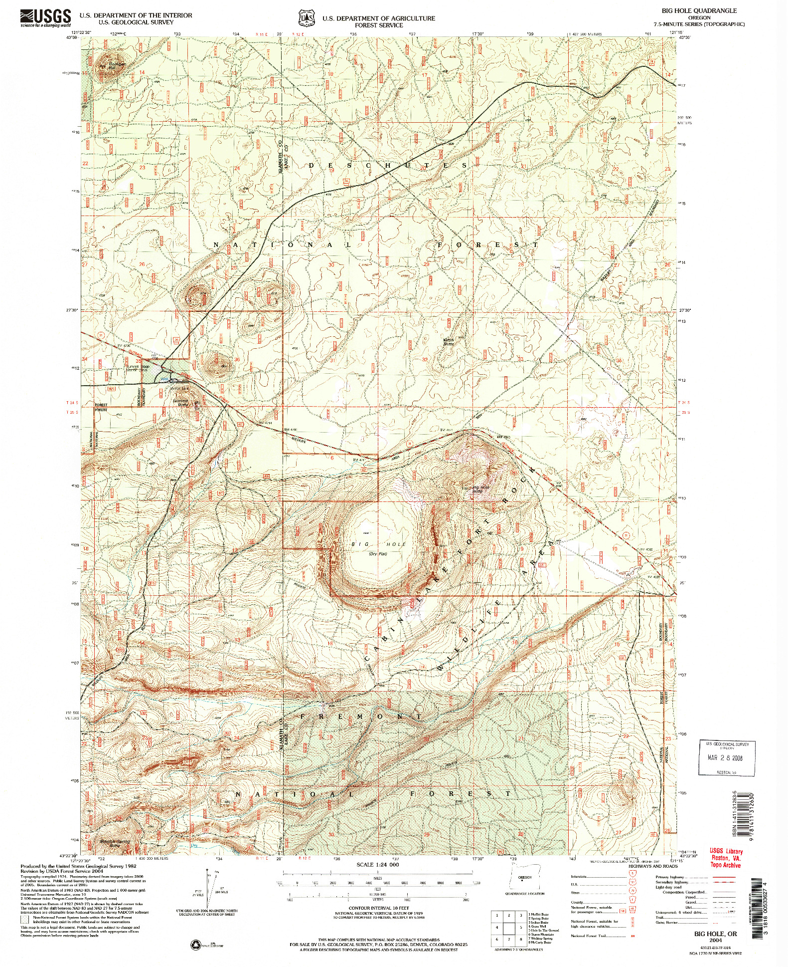 USGS 1:24000-SCALE QUADRANGLE FOR BIG HOLE, OR 2004